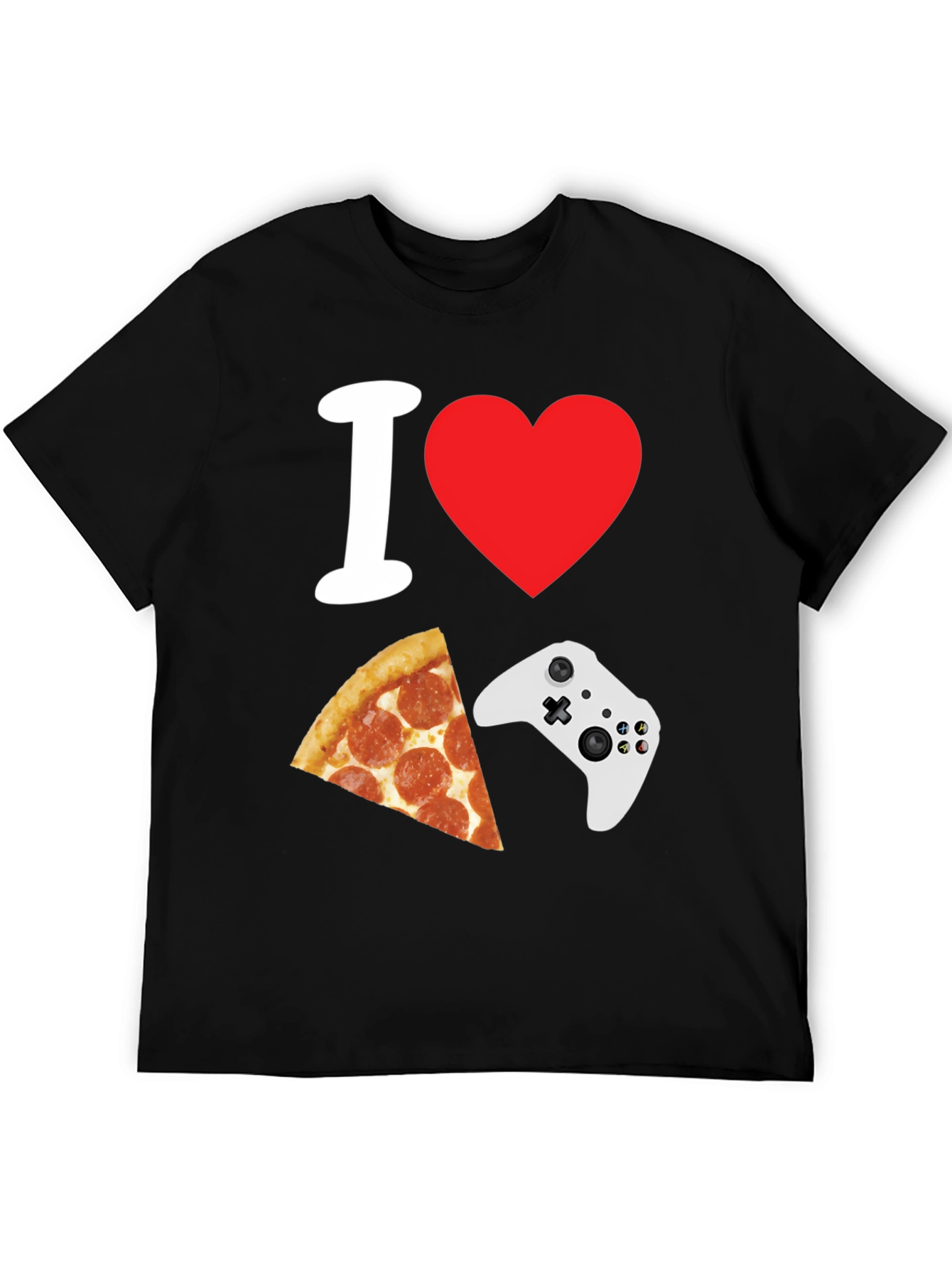I Heart Gaming and Pizza Black T-Shirt