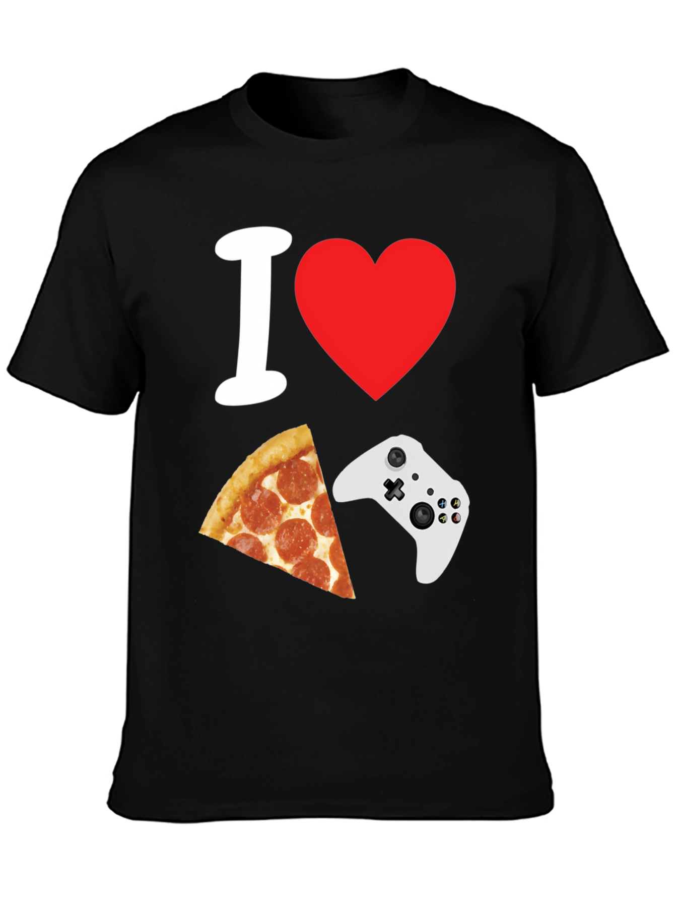 I Heart Gaming and Pizza Black T-Shirt