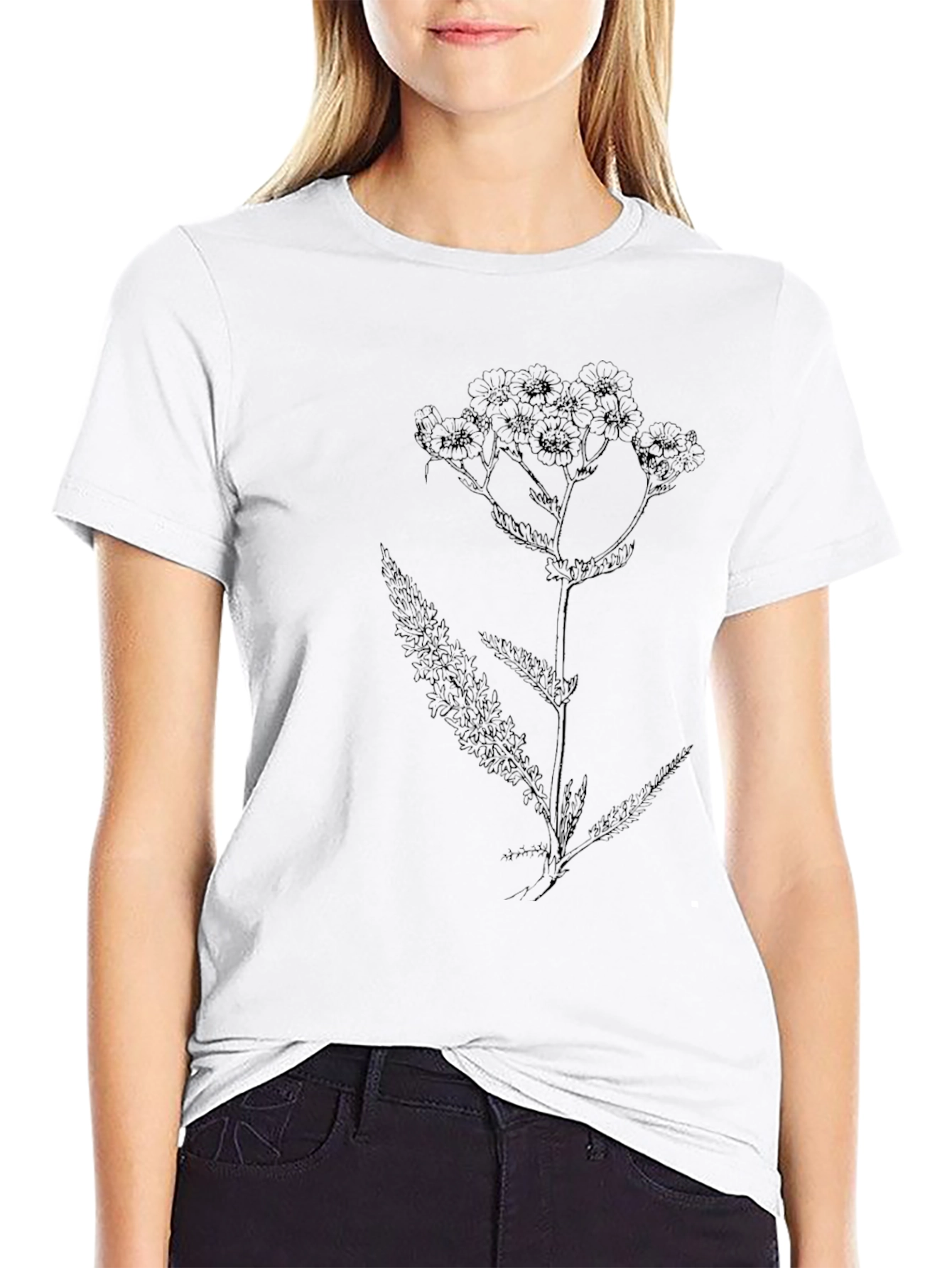 Botanical Print Black T-Shirt