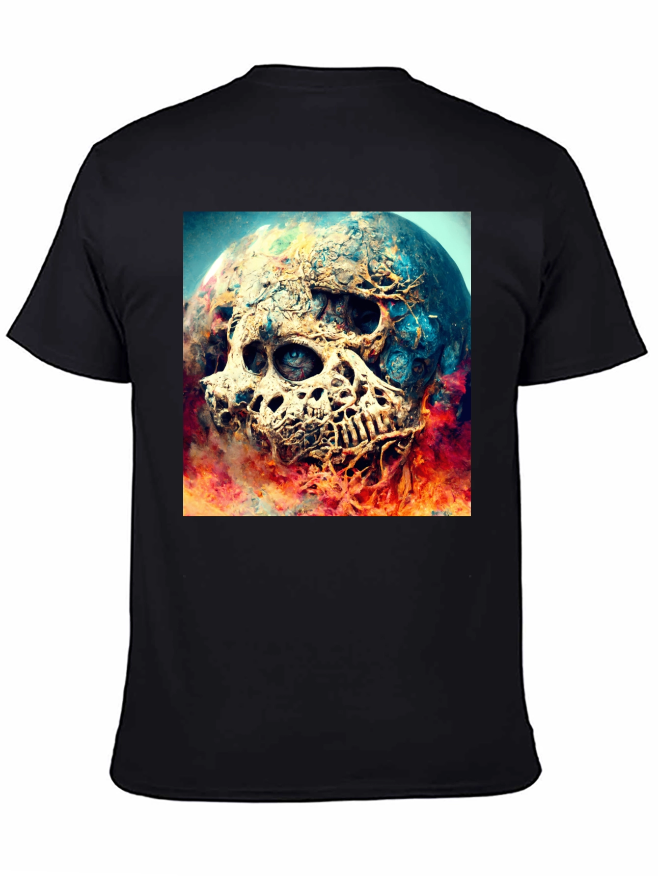 Skull Planet Graphic Tee - Black Cotton Shirt