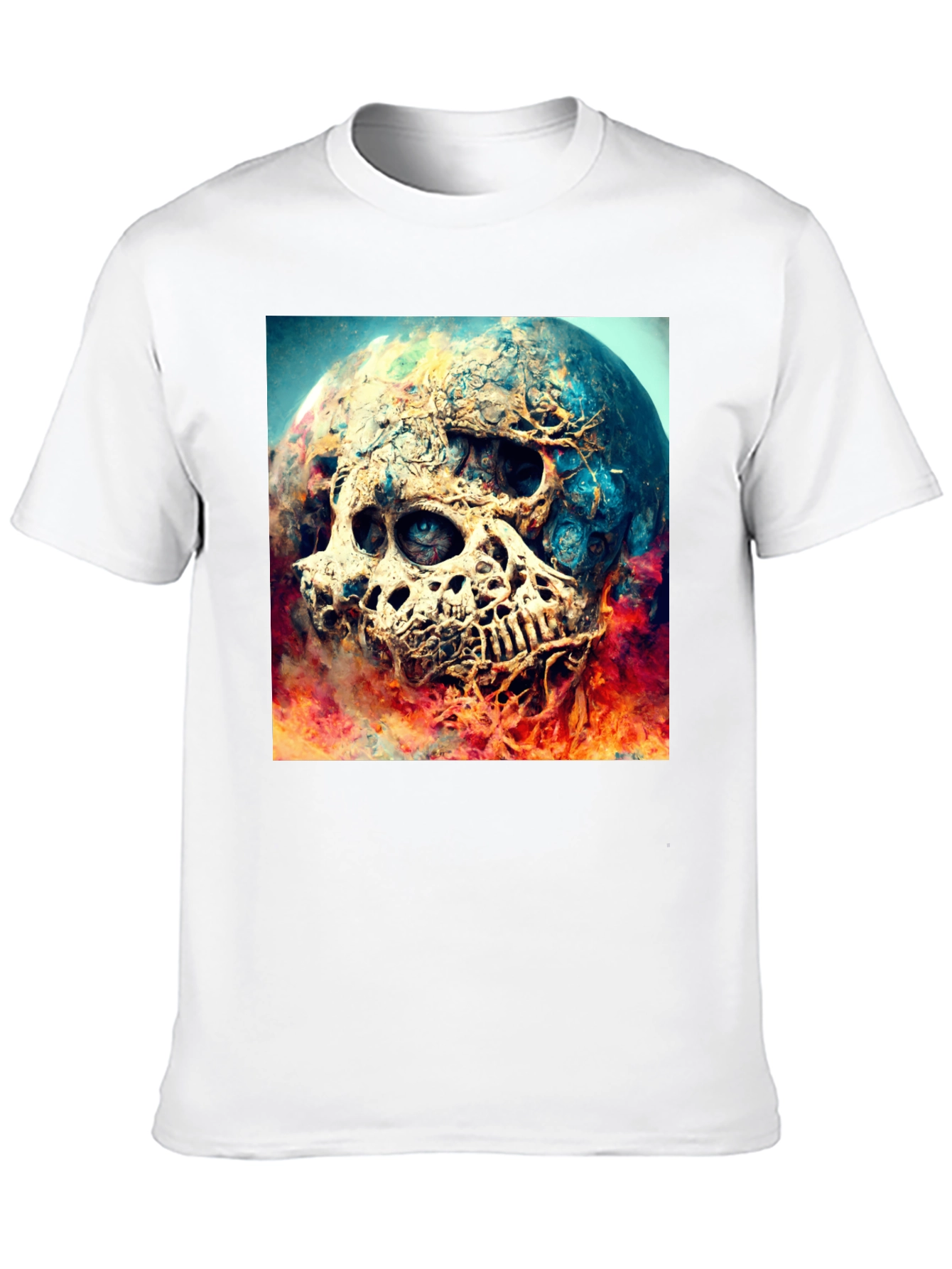 Skull Planet Graphic Tee - Black Cotton Shirt