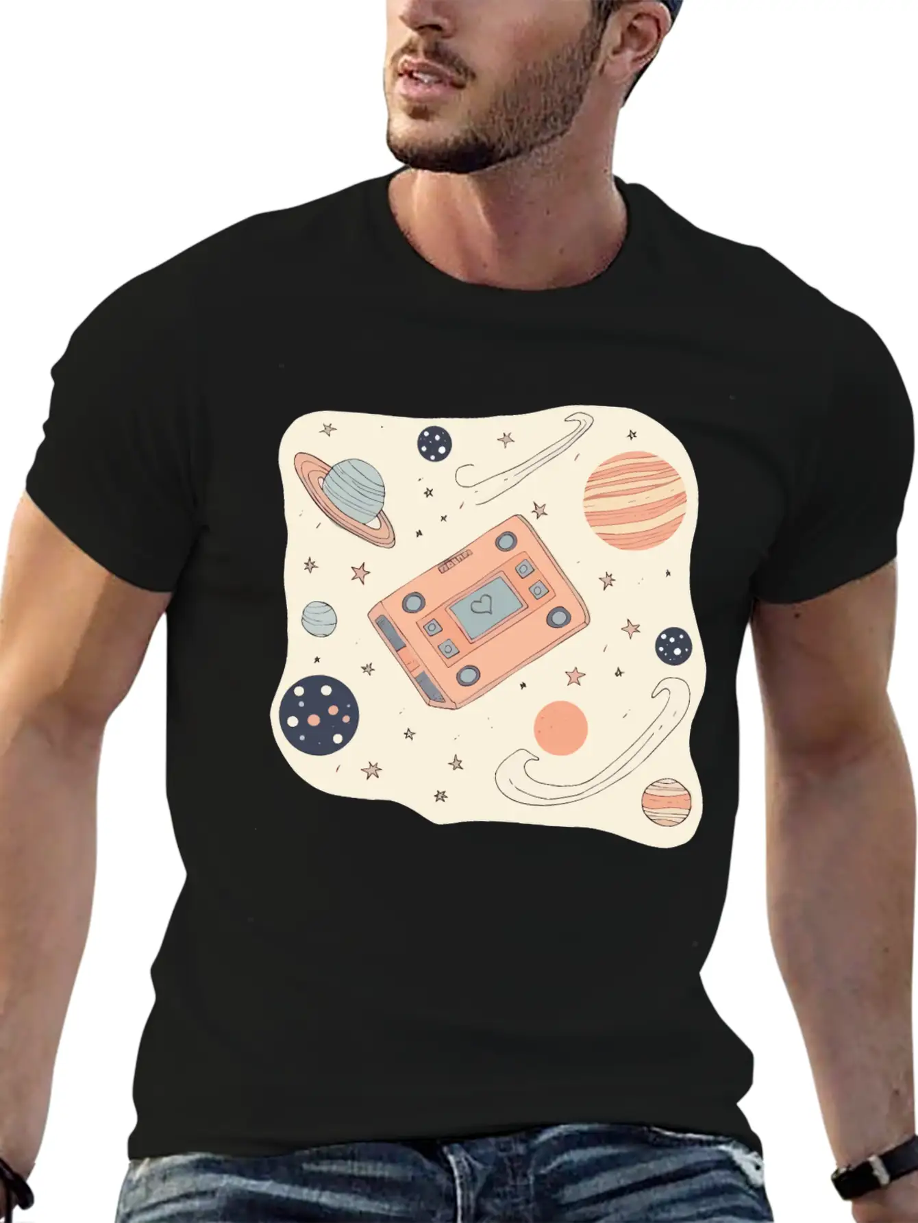 Dreamy Cassette Cosmos Night Unisex Casual T-Shirt – Clean Design For Daily Comfort