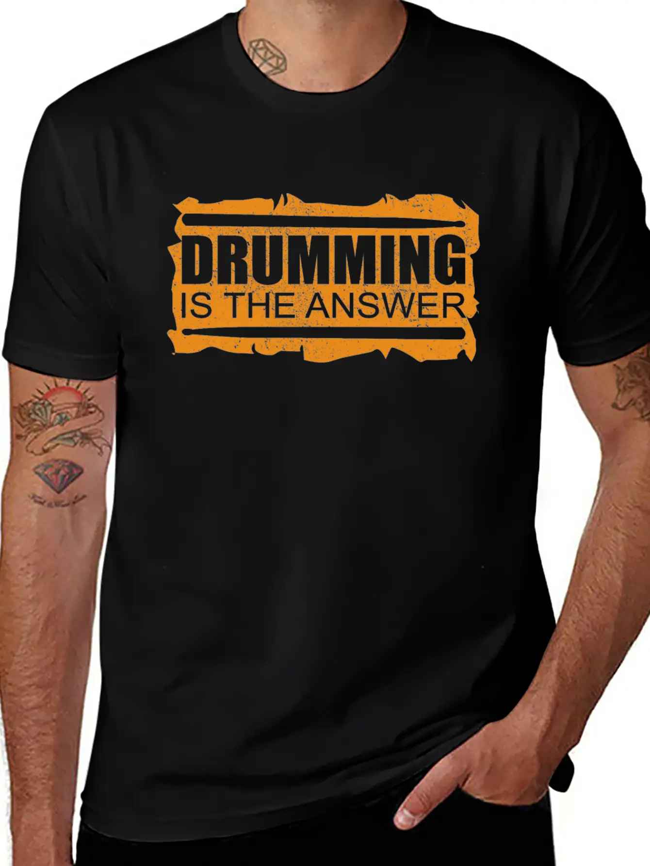 Drumming Is The Answer | Drums Drummer Gift Unisex Casual T-Shirt – Clean Design For Daily Comfort