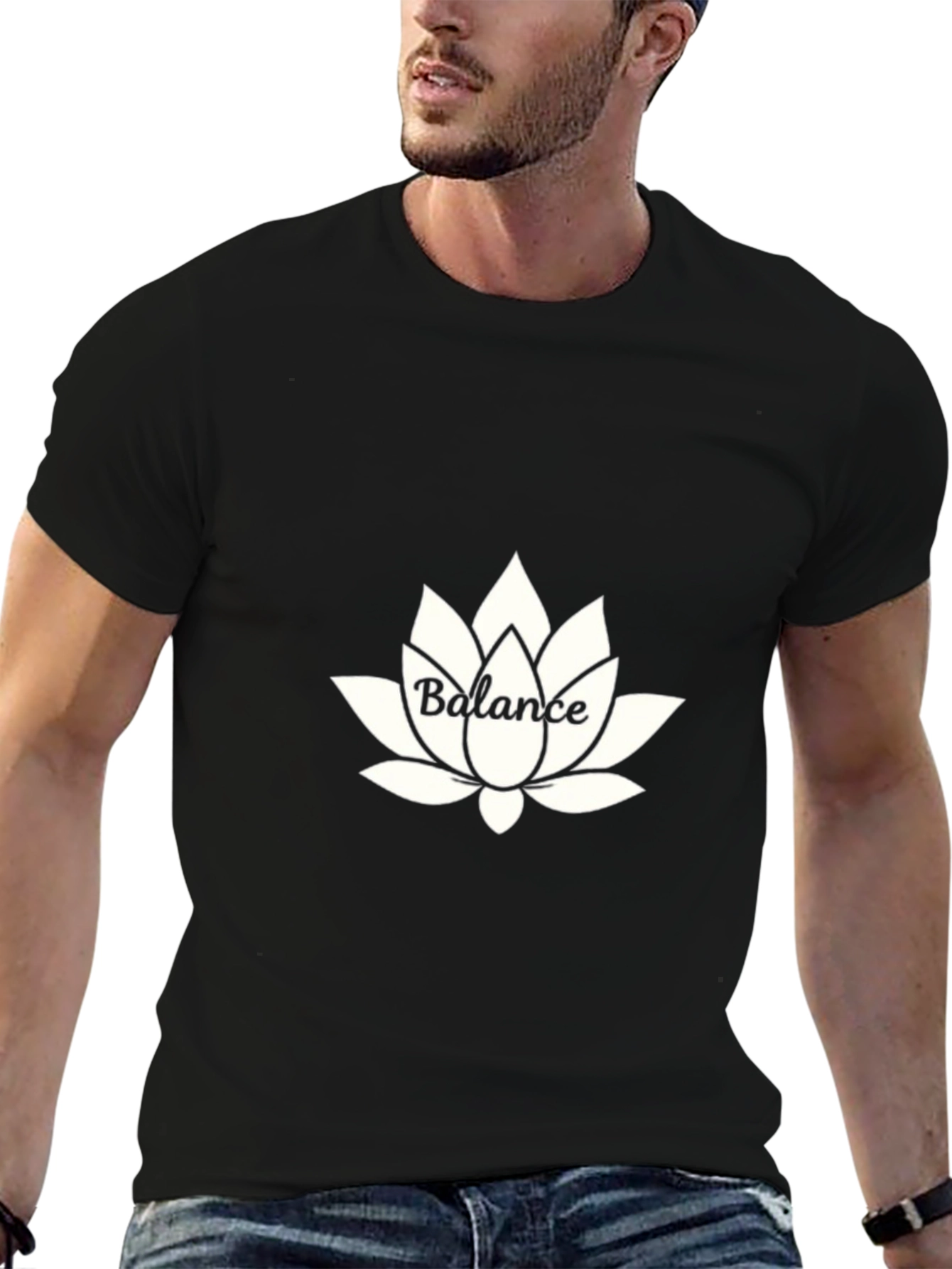 Balance Lotus Flower Graphic Tee - Black