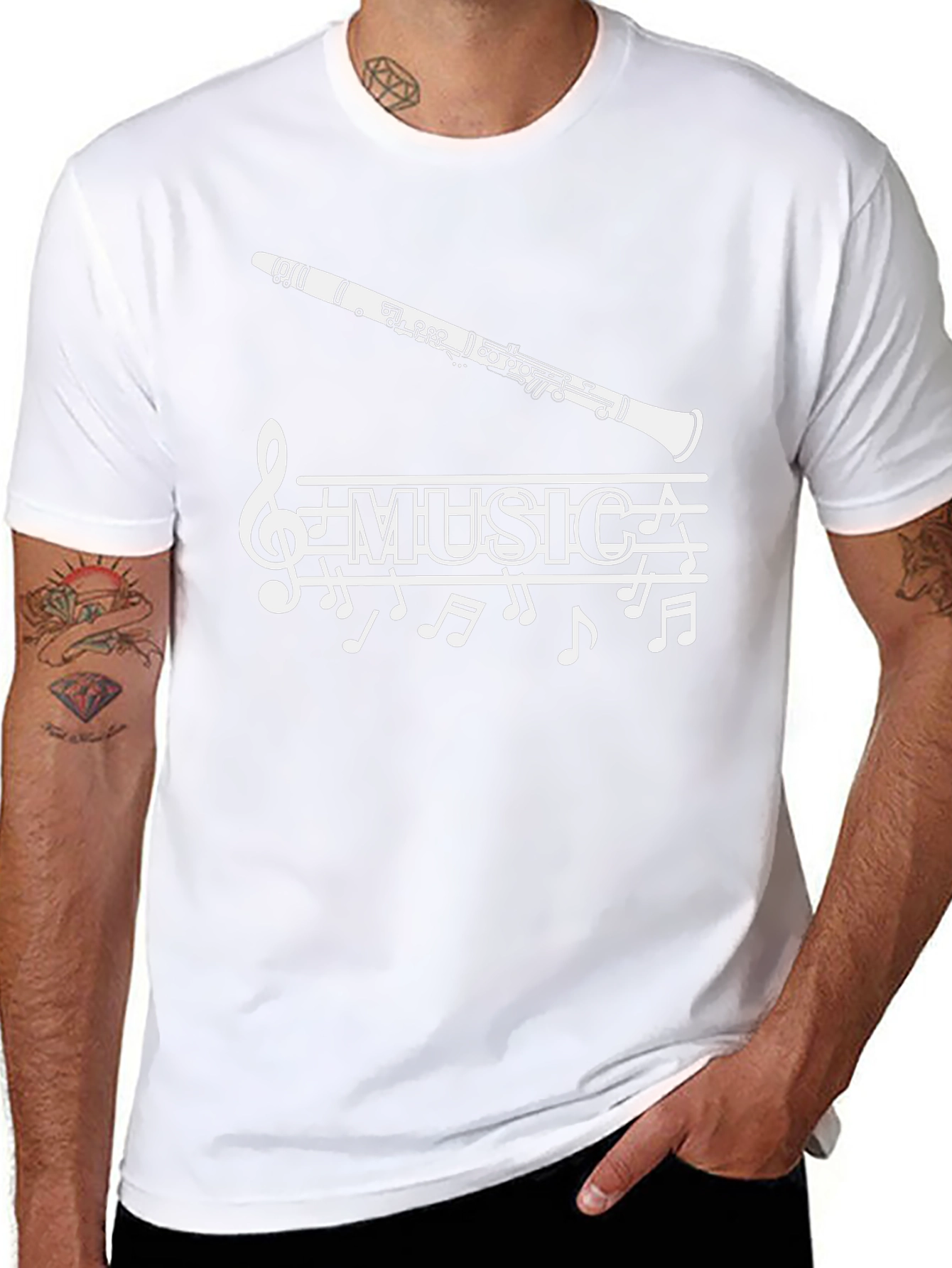 Music T-Shirt: Clarinet & Notes Design