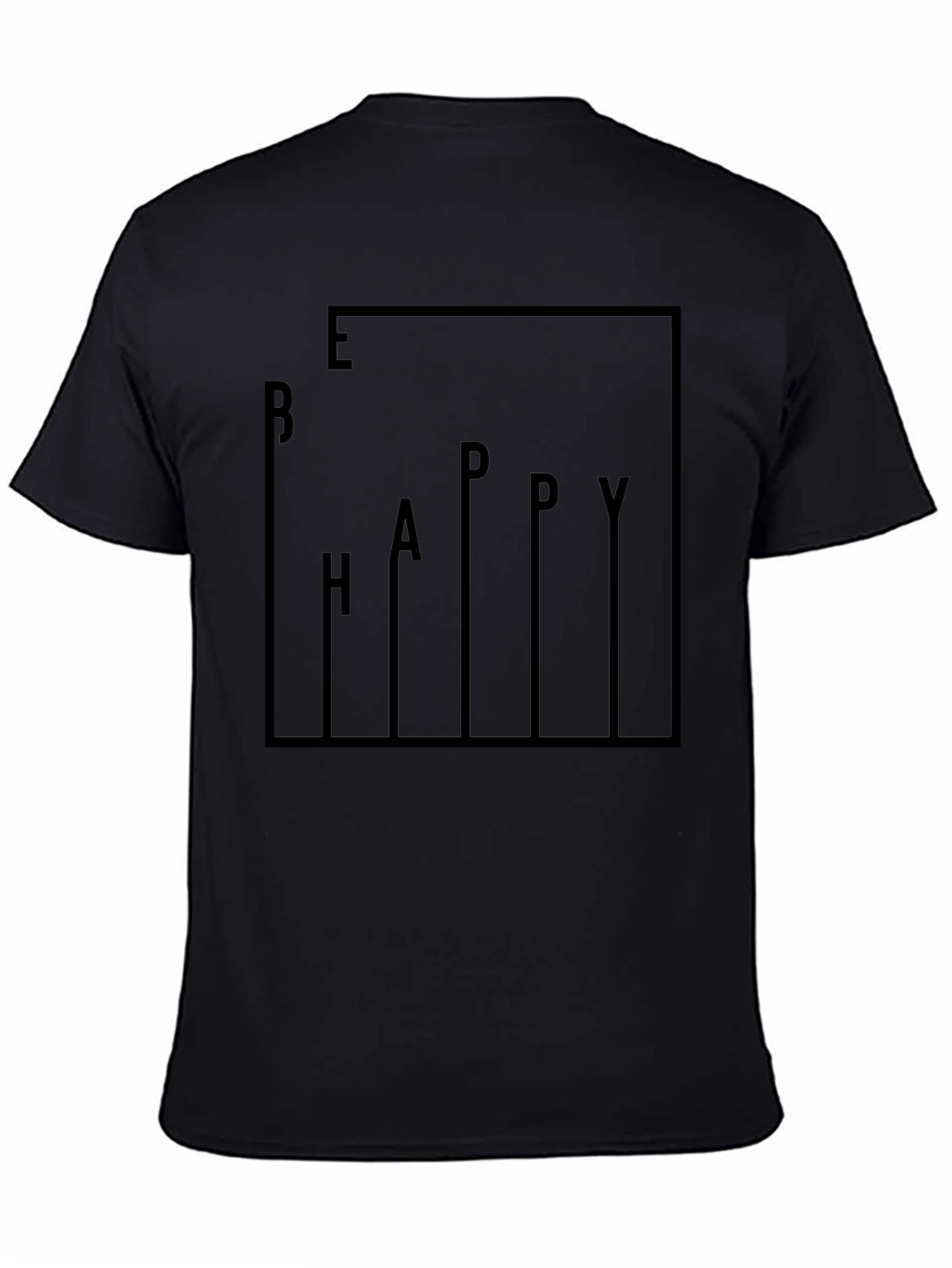Be Happy Graphic Print Black T-Shirt
