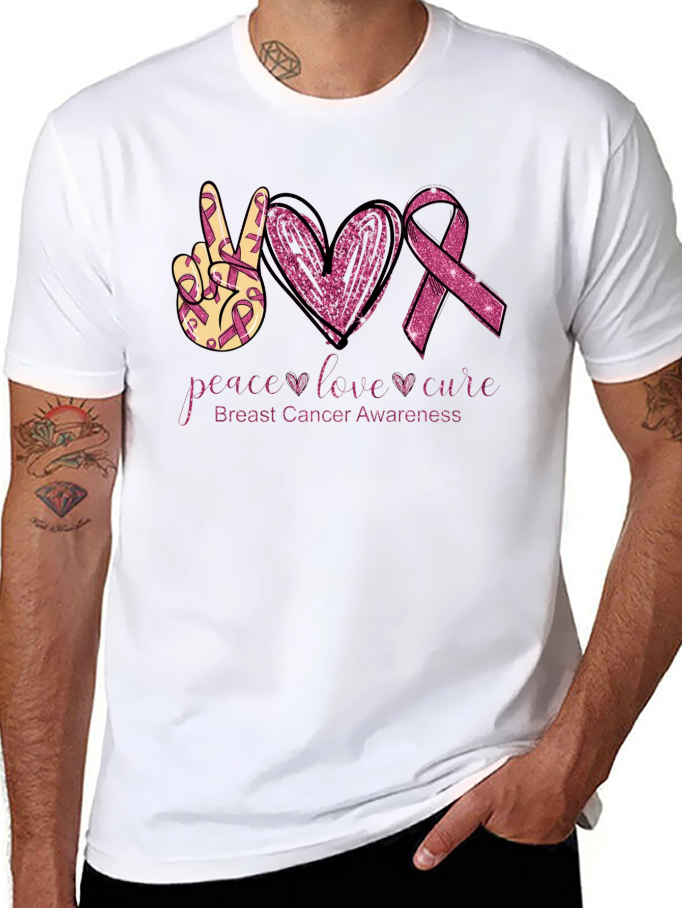 Breast Cancer Awareness Tee - Peace Love Cure