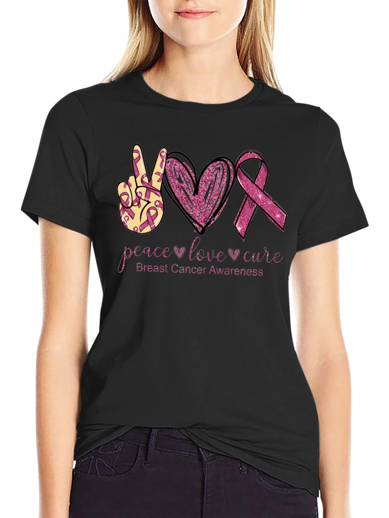 Breast Cancer Awareness Tee - Peace Love Cure