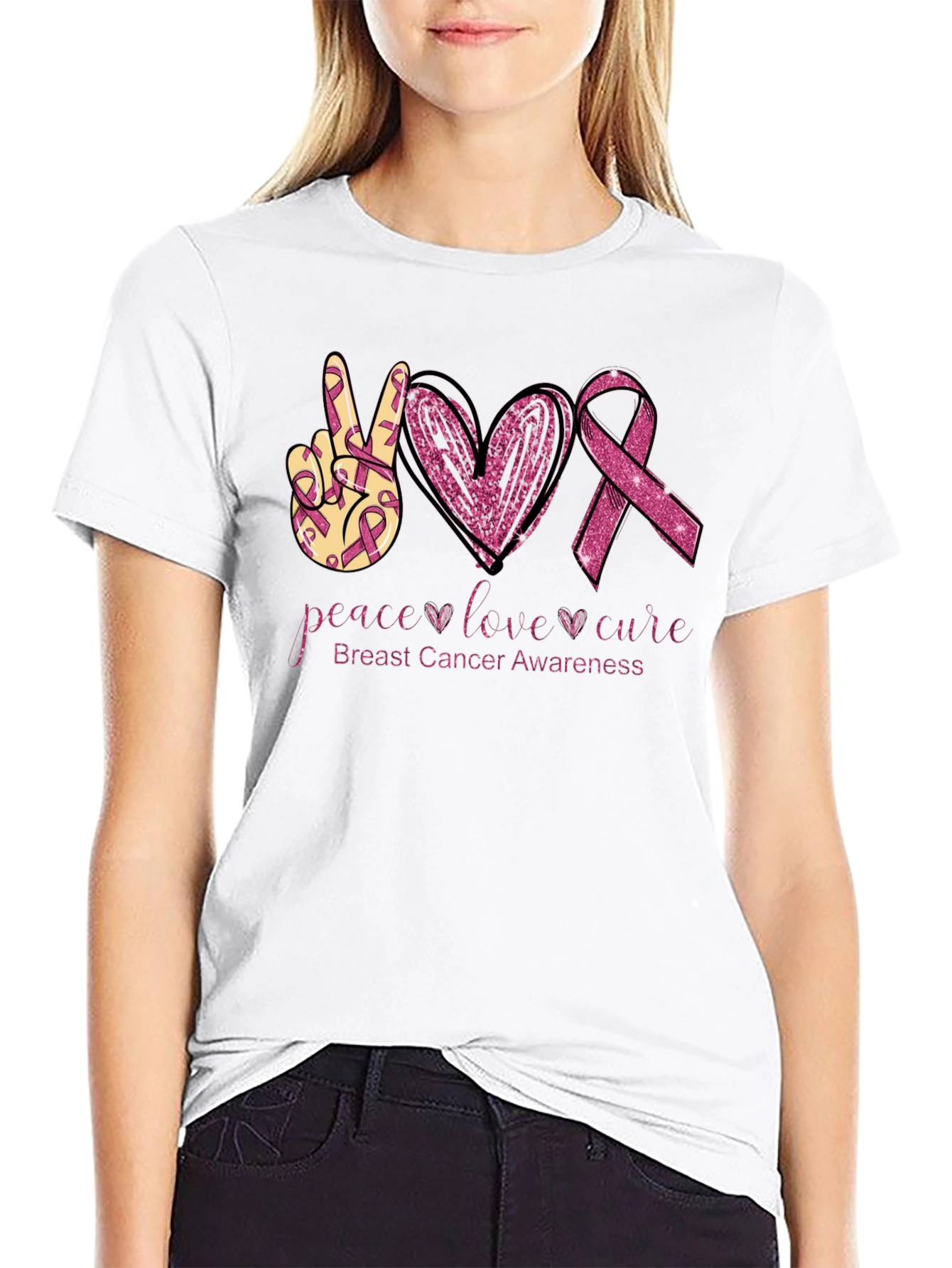 Breast Cancer Awareness Tee - Peace Love Cure