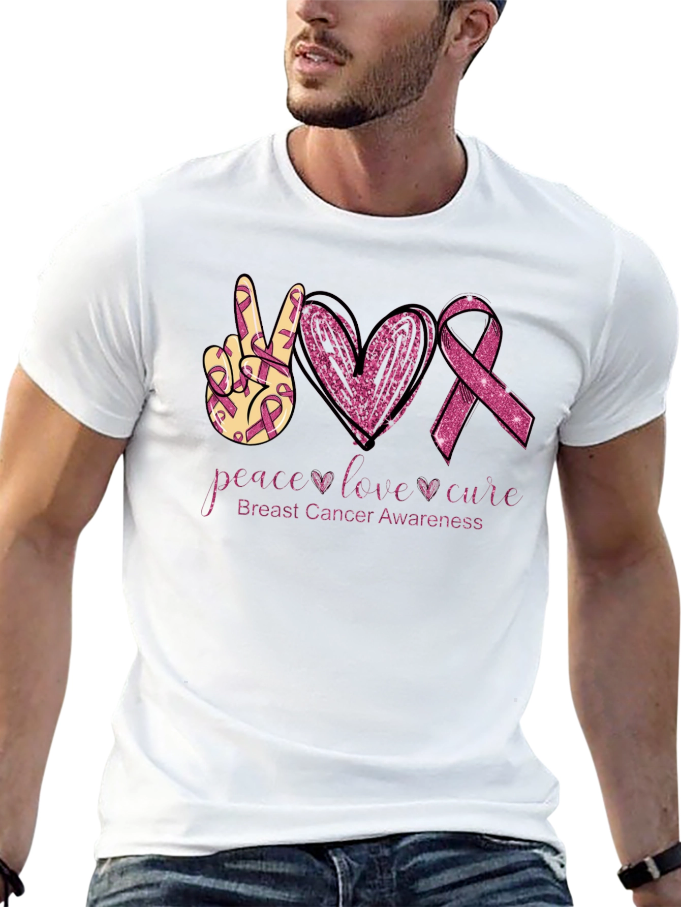 Breast Cancer Awareness Tee - Peace Love Cure