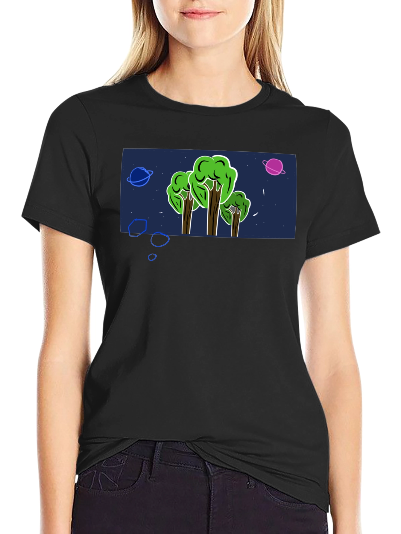 Cosmic Forest Graphic Tee - Mens Black T-Shirt