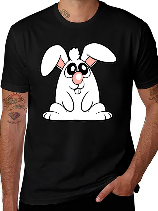 Cute Cartoon Bunny Black T-Shirt