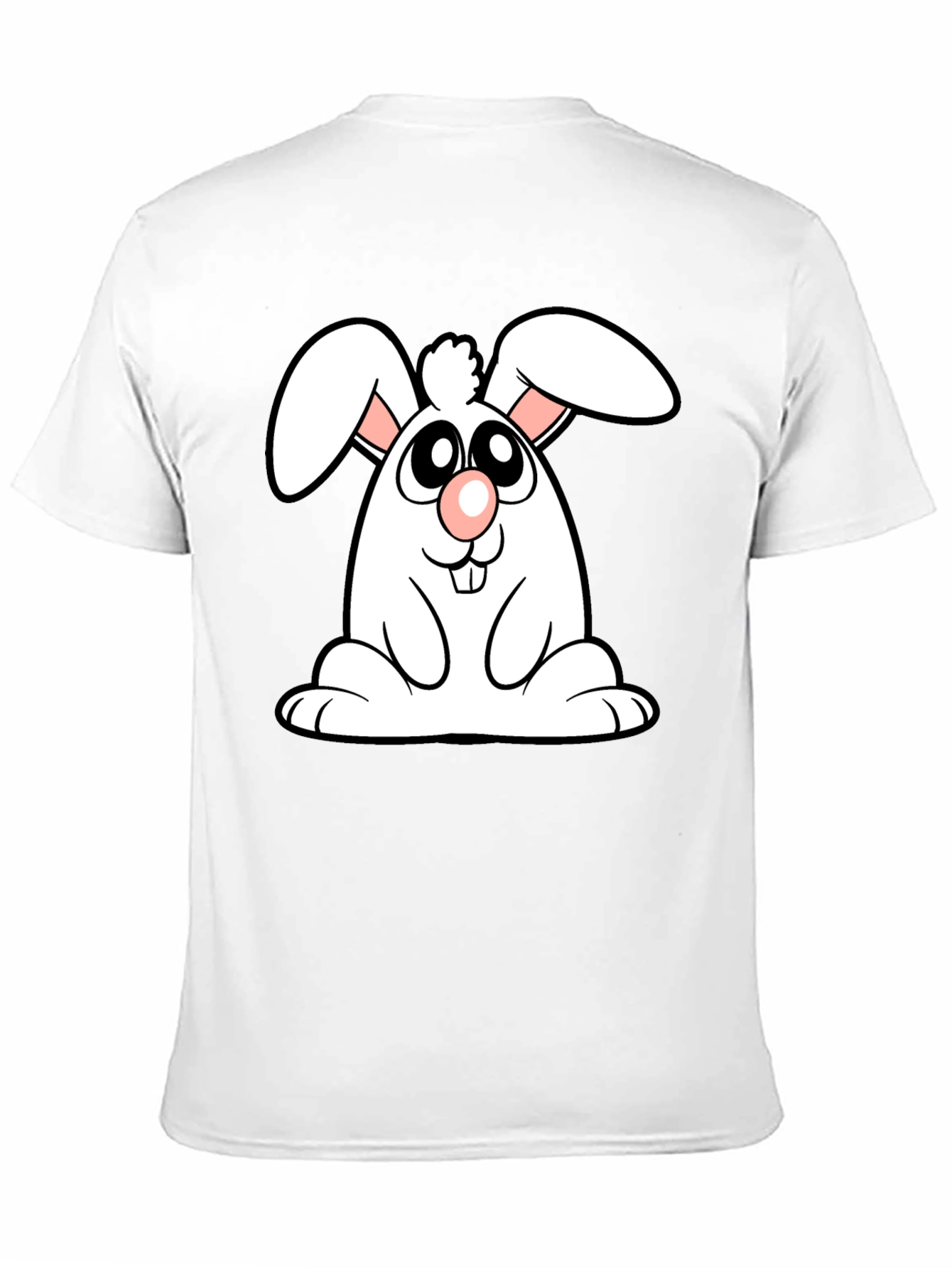 Cute Cartoon Bunny Black T-Shirt