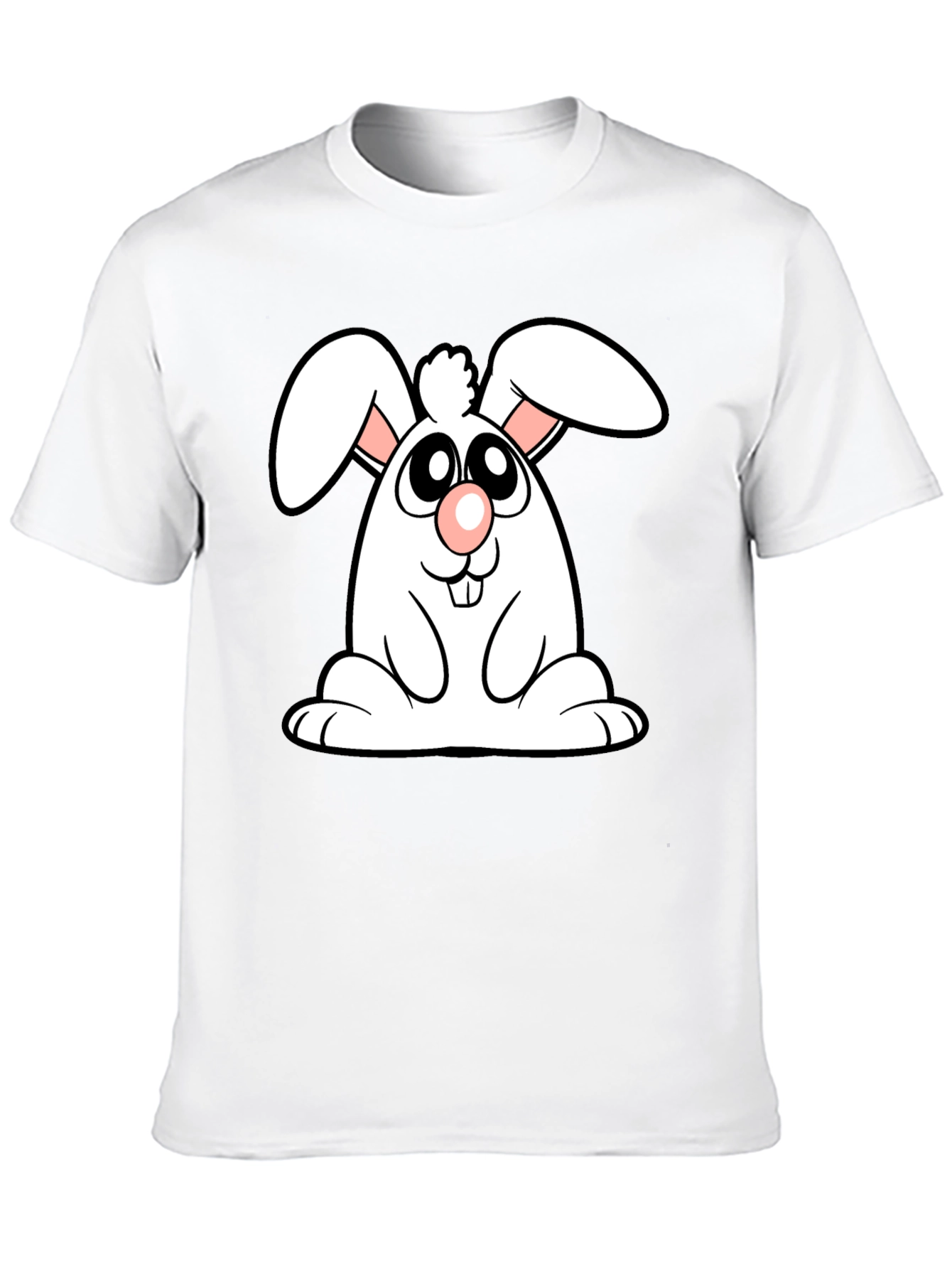 Cute Cartoon Bunny Black T-Shirt