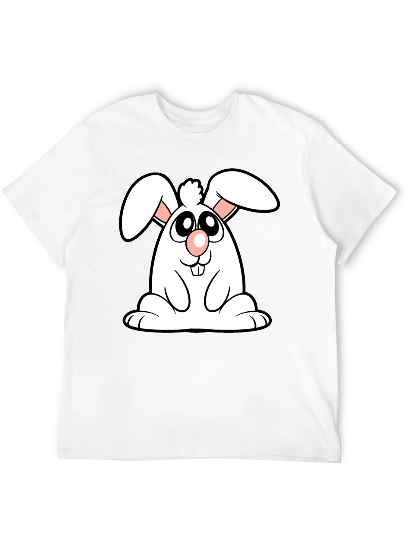 Cute Cartoon Bunny Black T-Shirt