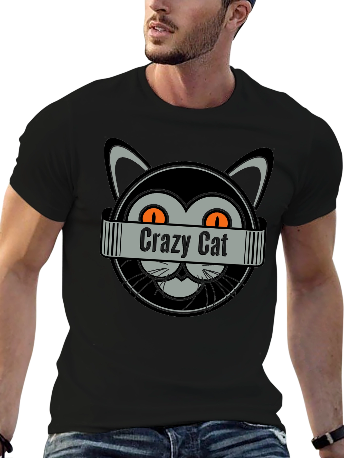 Crazy Cat Graphic T-Shirt - Fun Novelty Tee