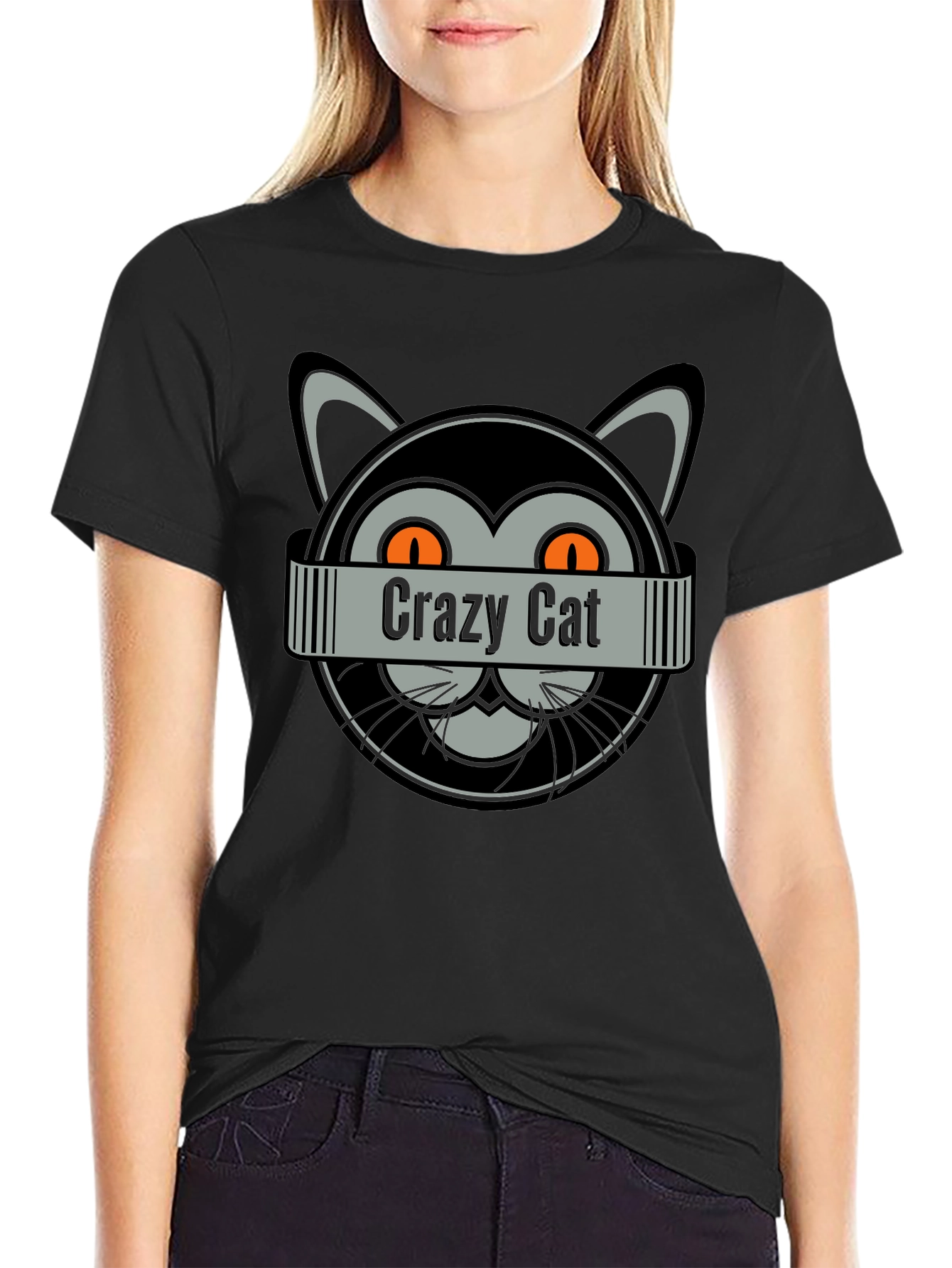 Crazy Cat Graphic T-Shirt - Fun Novelty Tee