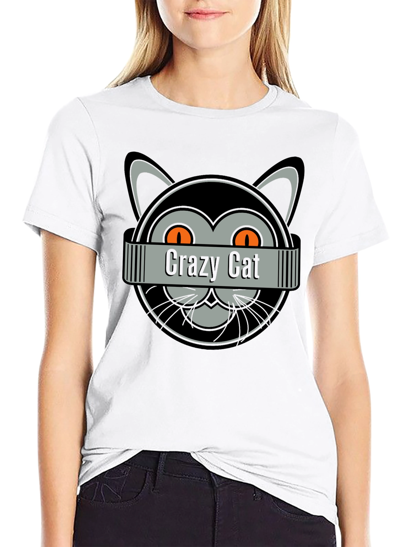 Crazy Cat Graphic T-Shirt - Fun Novelty Tee