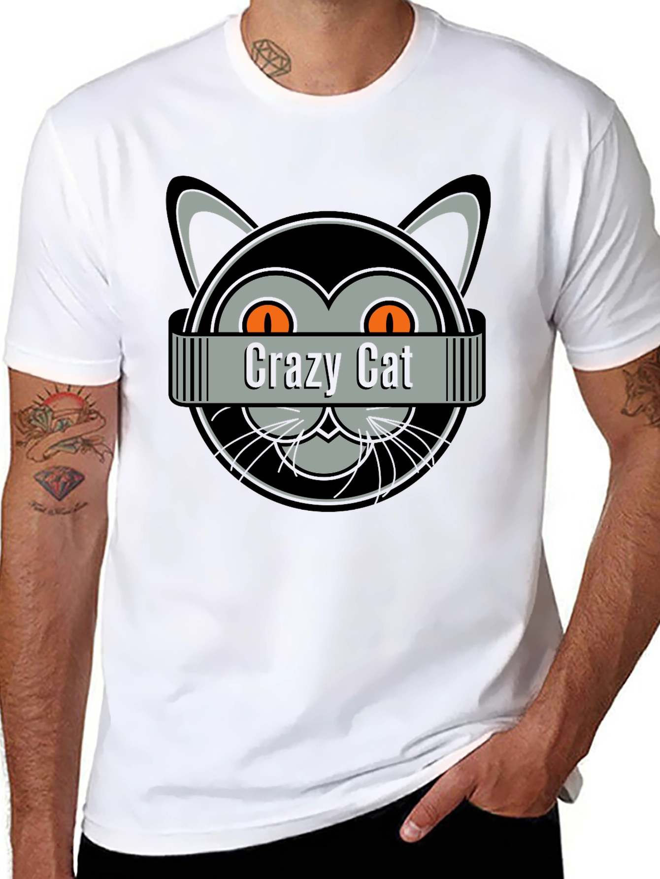 Crazy Cat Graphic T-Shirt - Fun Novelty Tee
