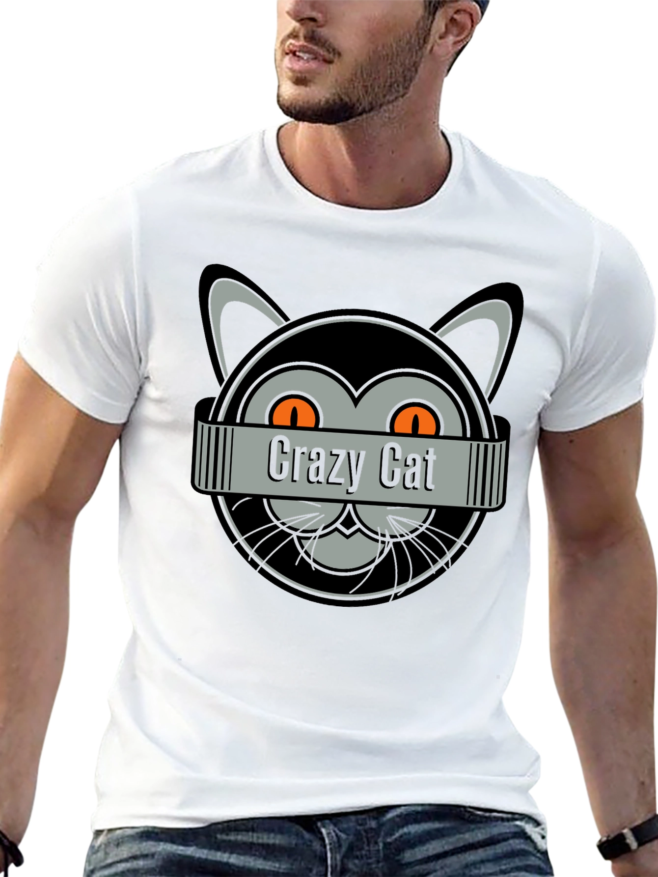 Crazy Cat Graphic T-Shirt - Fun Novelty Tee