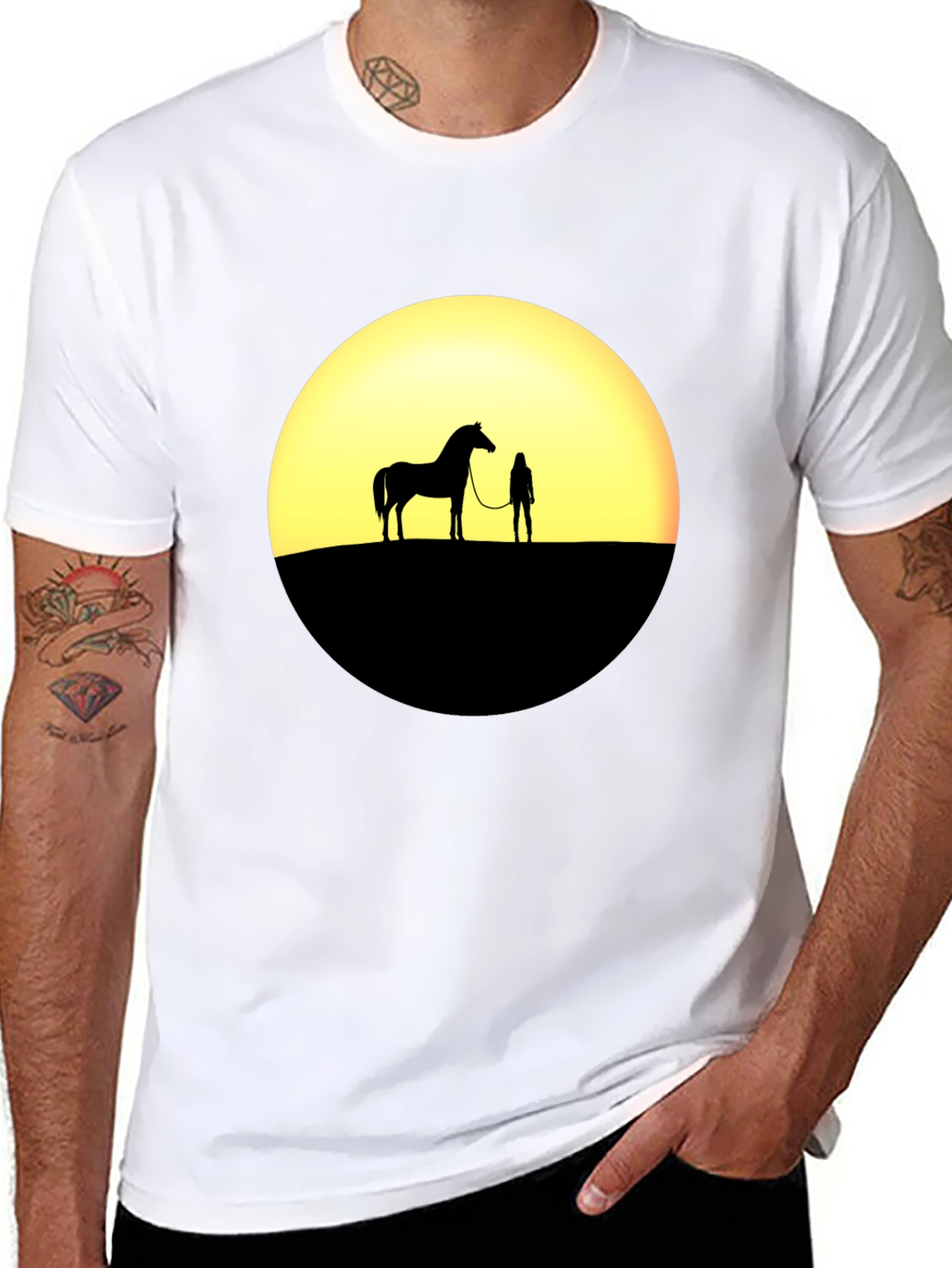 Sunset Horse & Rider Silhouette T-Shirt
