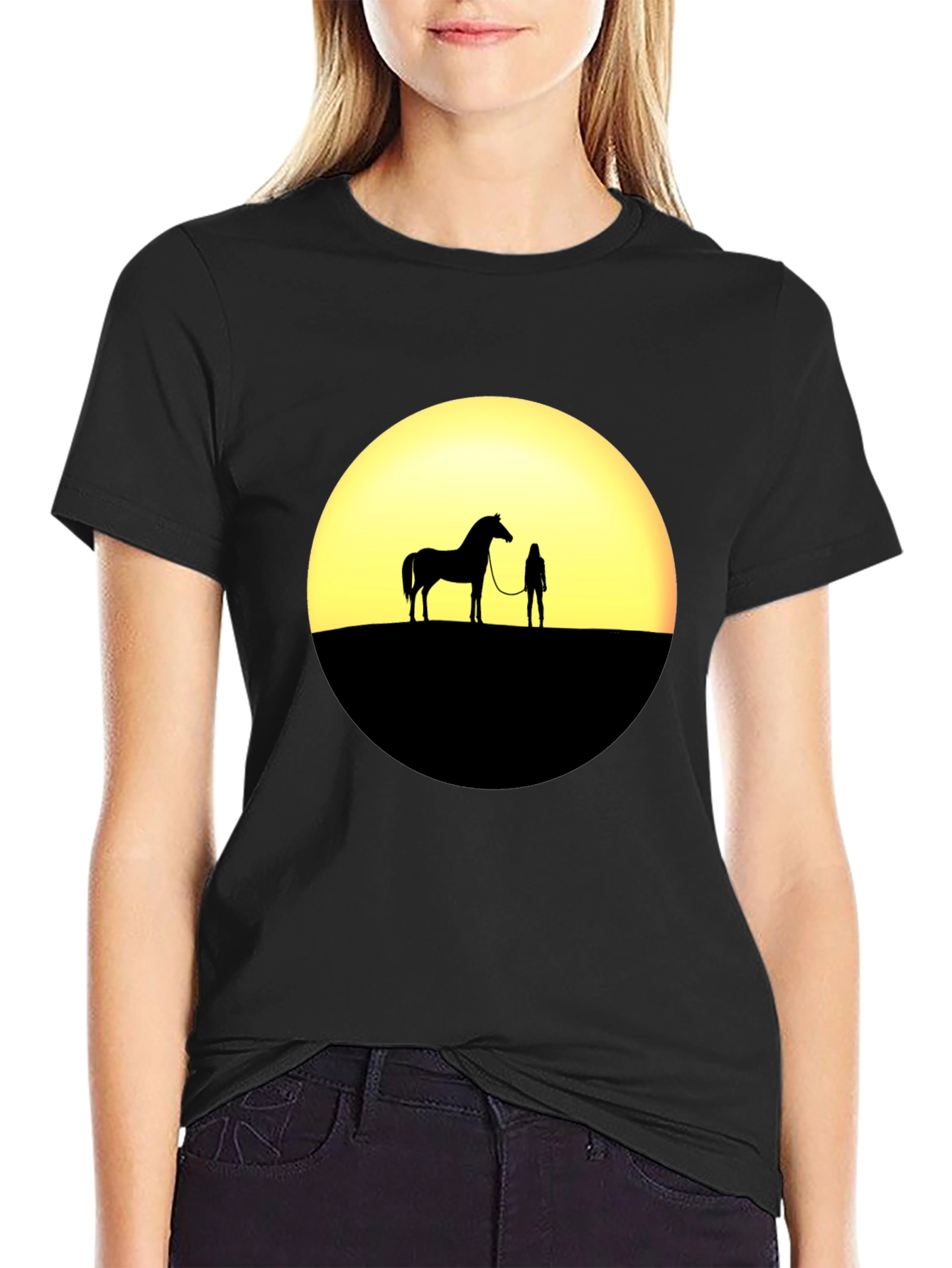 Sunset Horse & Rider Silhouette T-Shirt