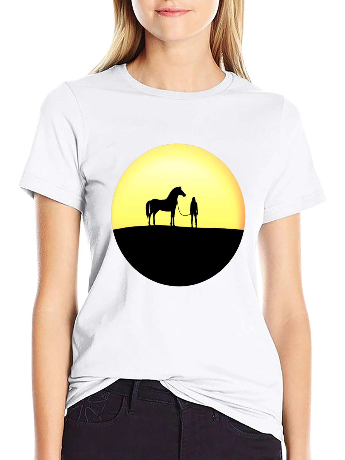 Sunset Horse & Rider Silhouette T-Shirt