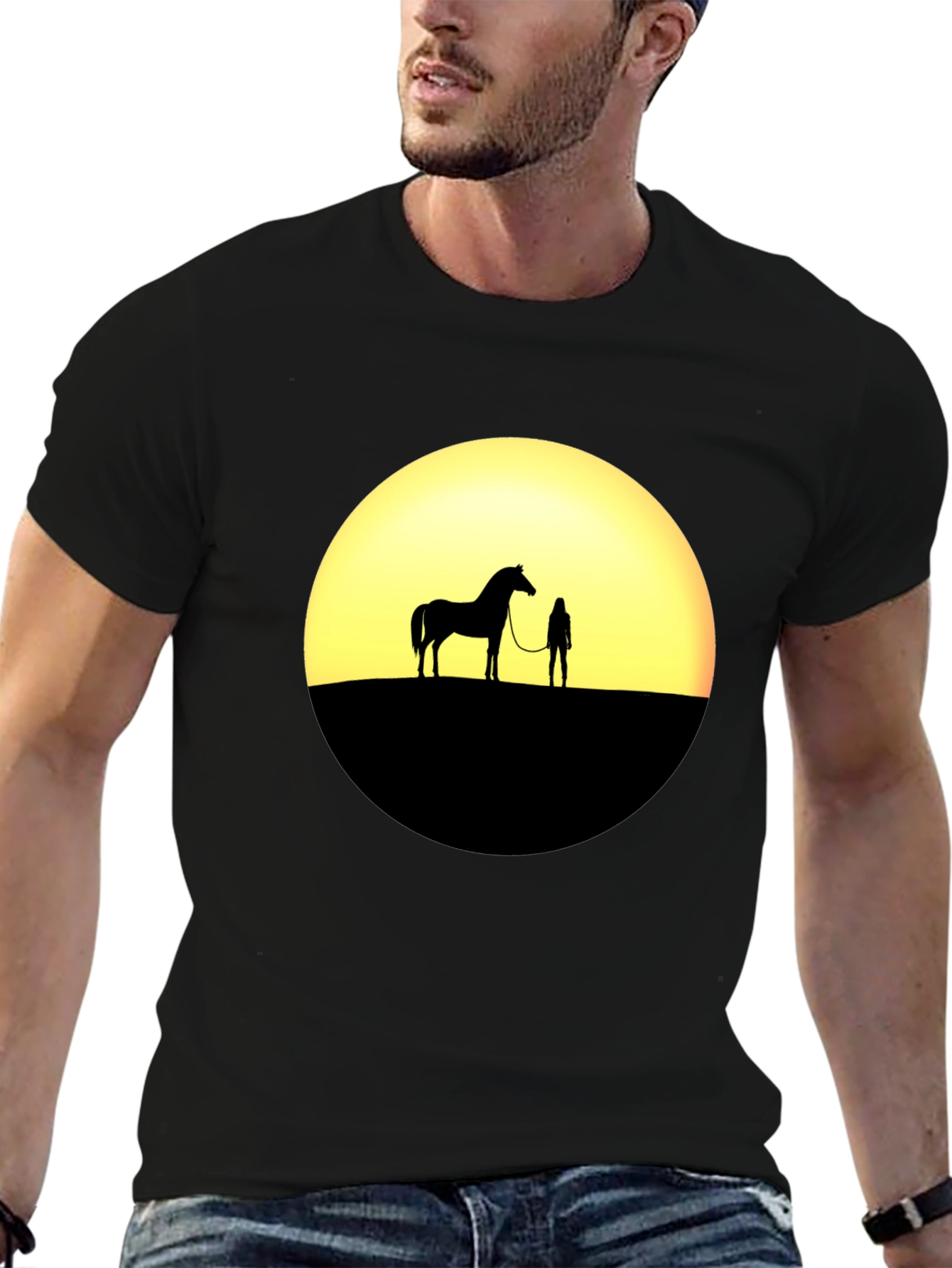 Sunset Horse & Rider Silhouette T-Shirt