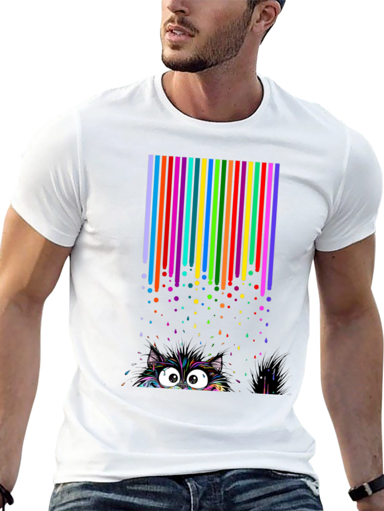 Colorful Cat Peek T-Shirt