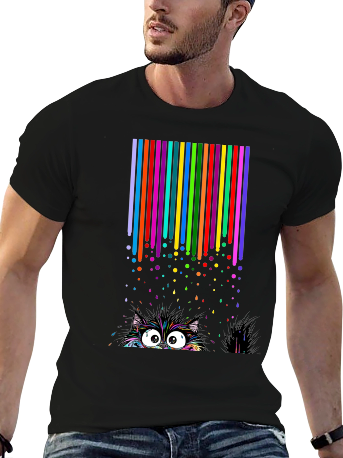 Colorful Cat Peek T-Shirt