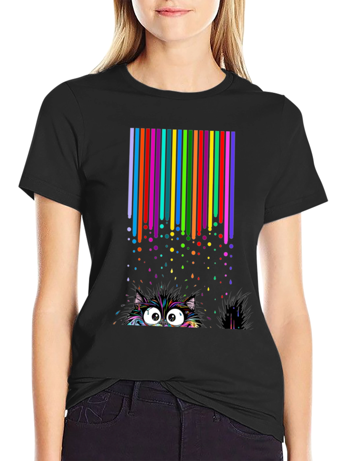 Colorful Cat Peek T-Shirt
