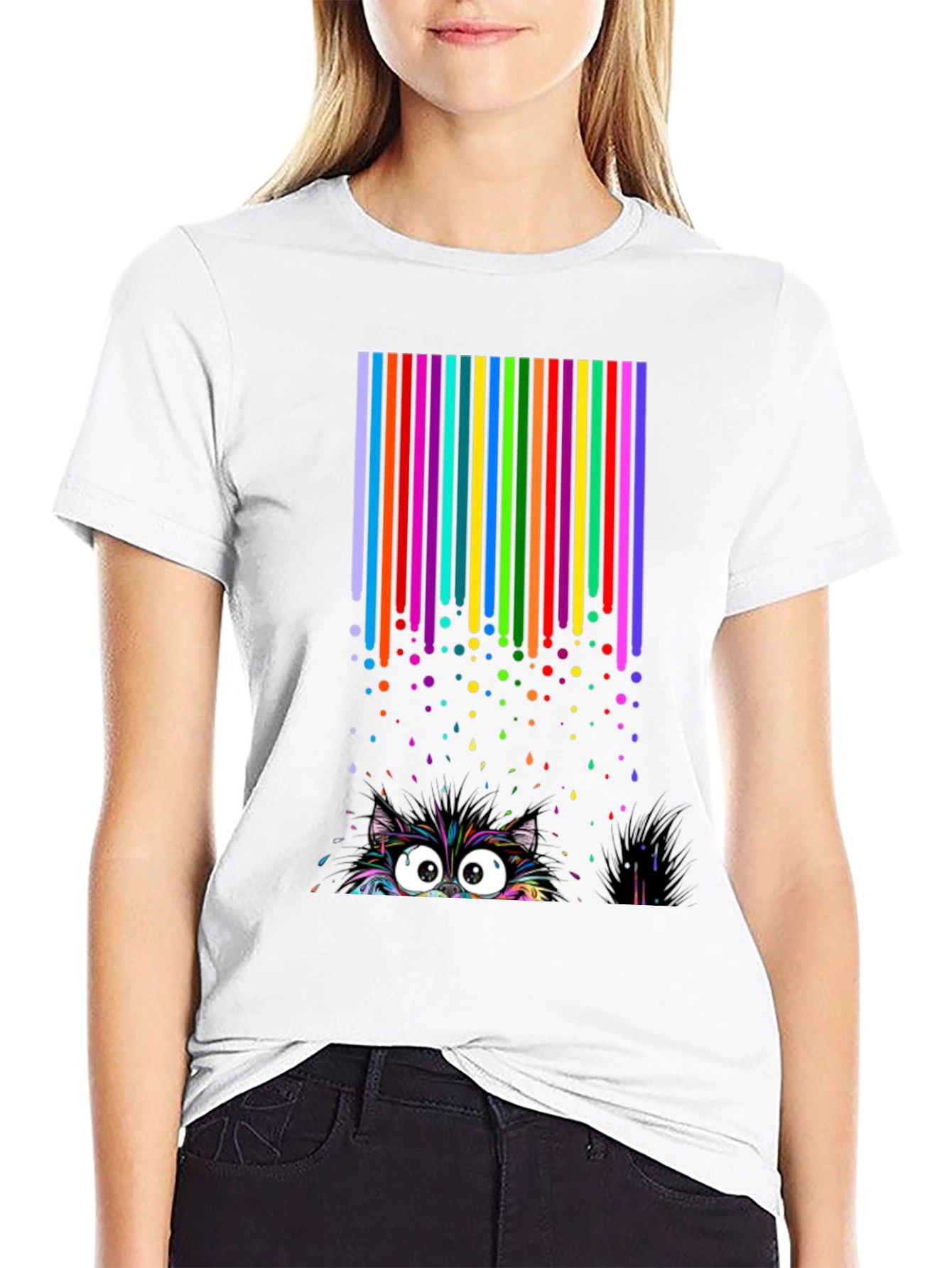 Colorful Cat Peek T-Shirt