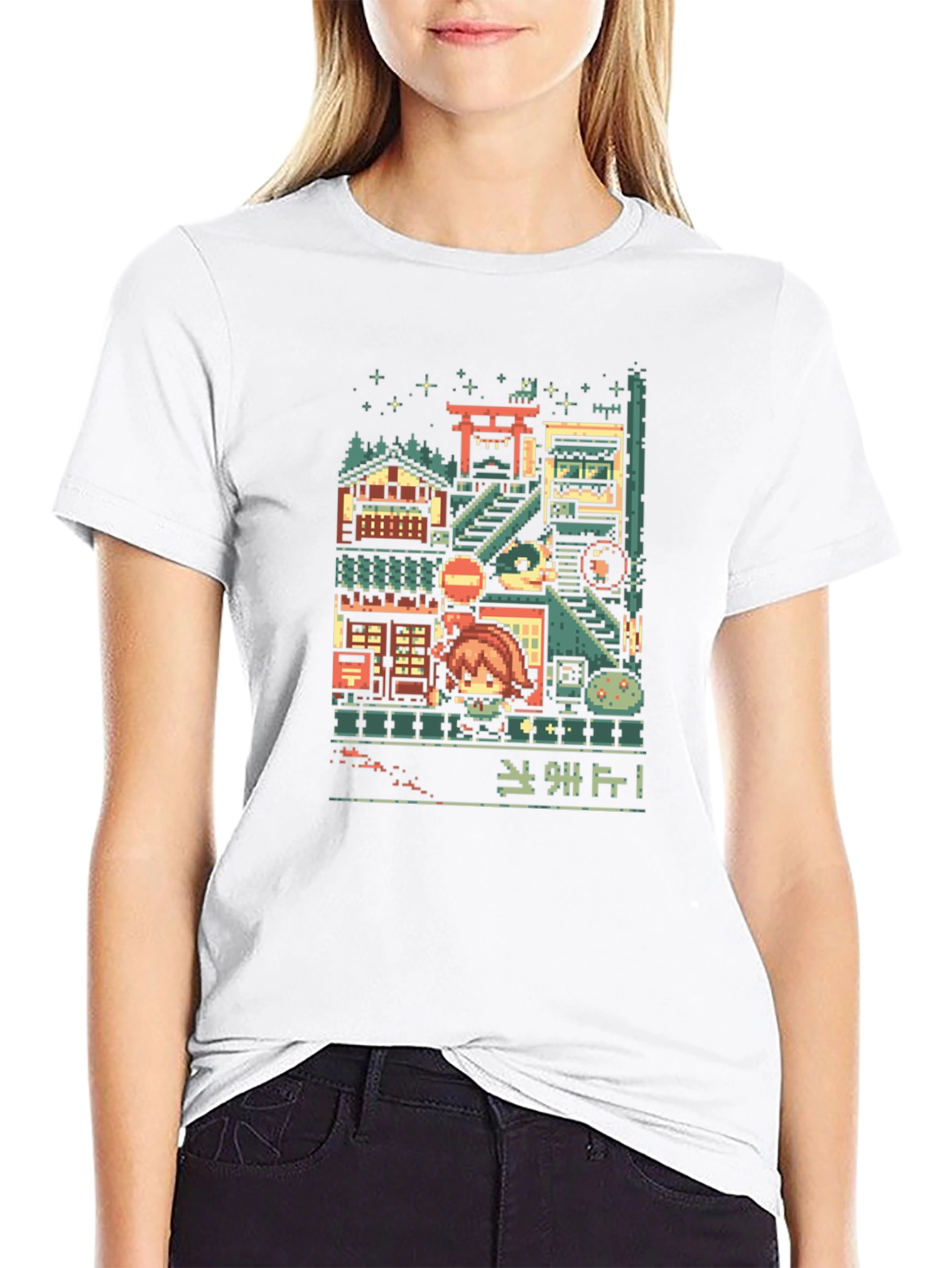 Pixel Art Cityscape Graphic Tee