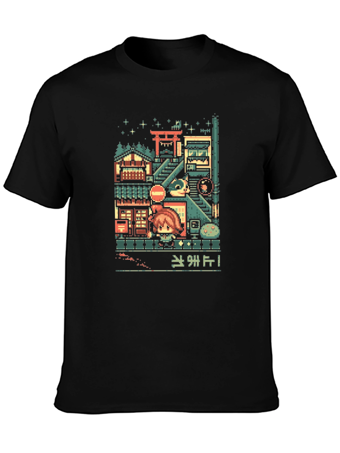 Pixel Art Cityscape Graphic Tee