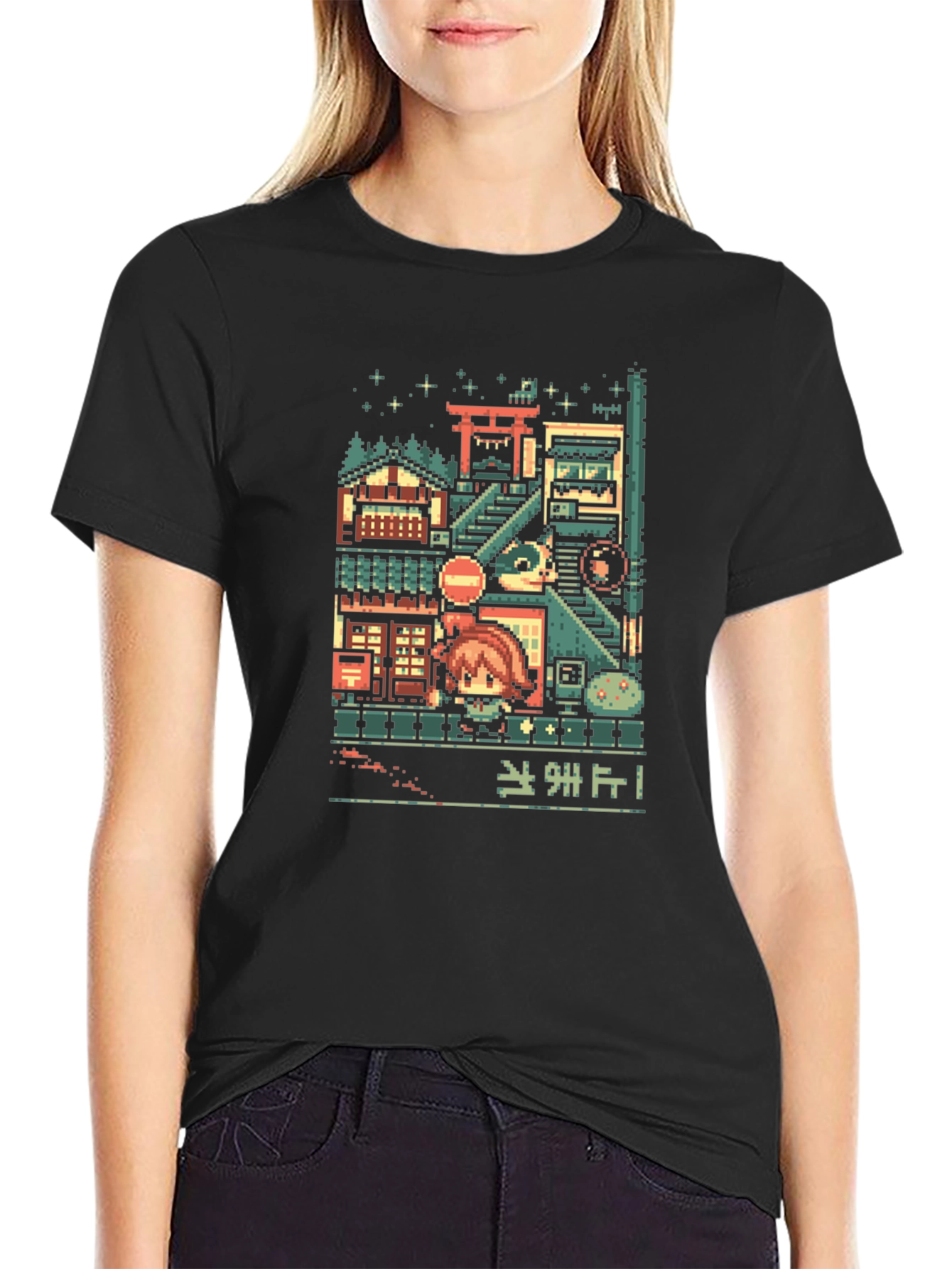 Pixel Art Cityscape Graphic Tee