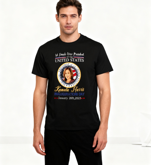 Kamala Harris Inauguration Day T-Shirt - 1st Female US Vice President Graphic Tee, 100% Cotton, Versatile for Multiple Occasions