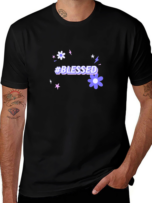 #Blessed Graphic Tee - Black Short Sleeve Crew Neck