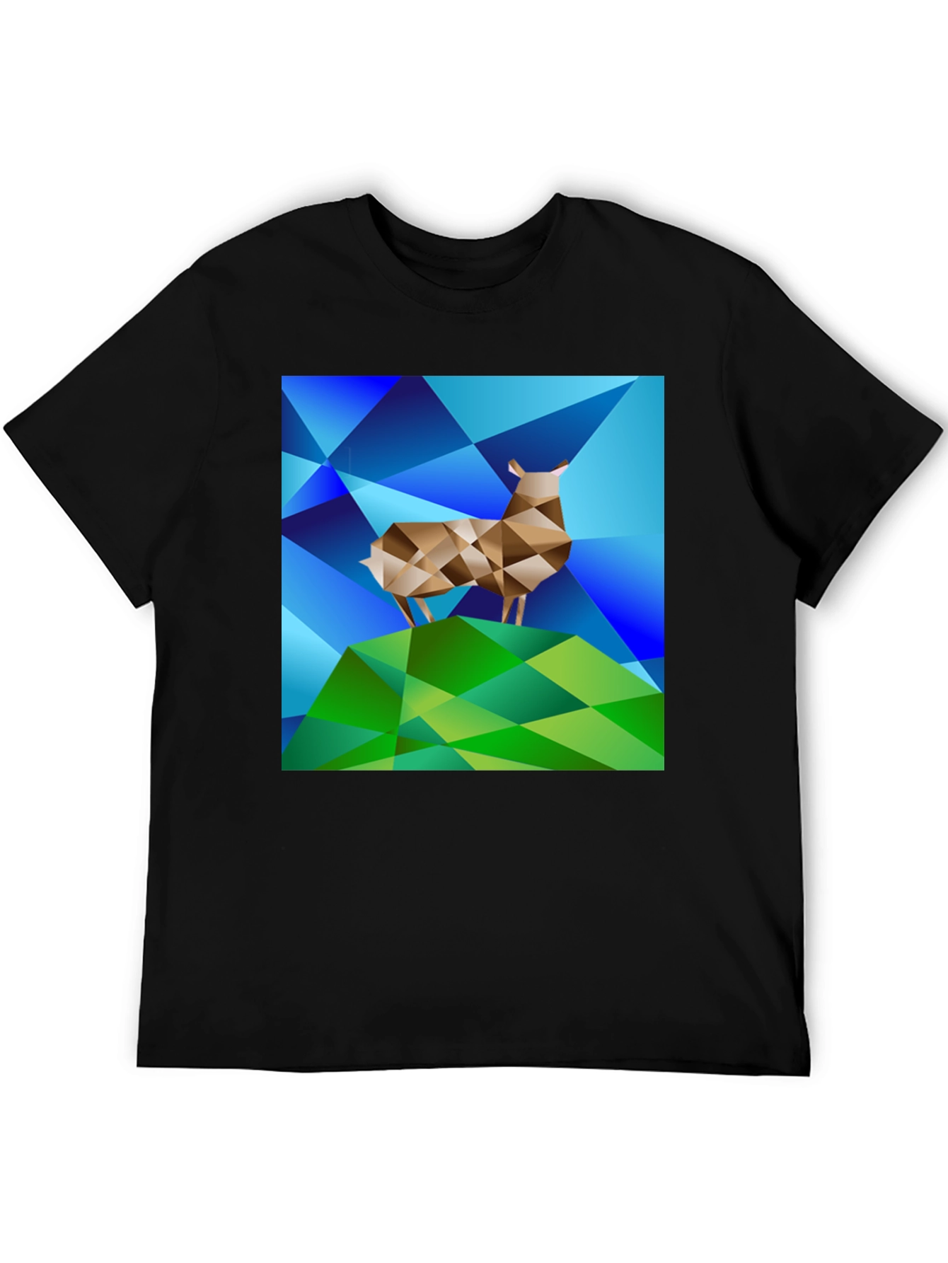 Geometric Deer Graphic Tee - Modern Art Design