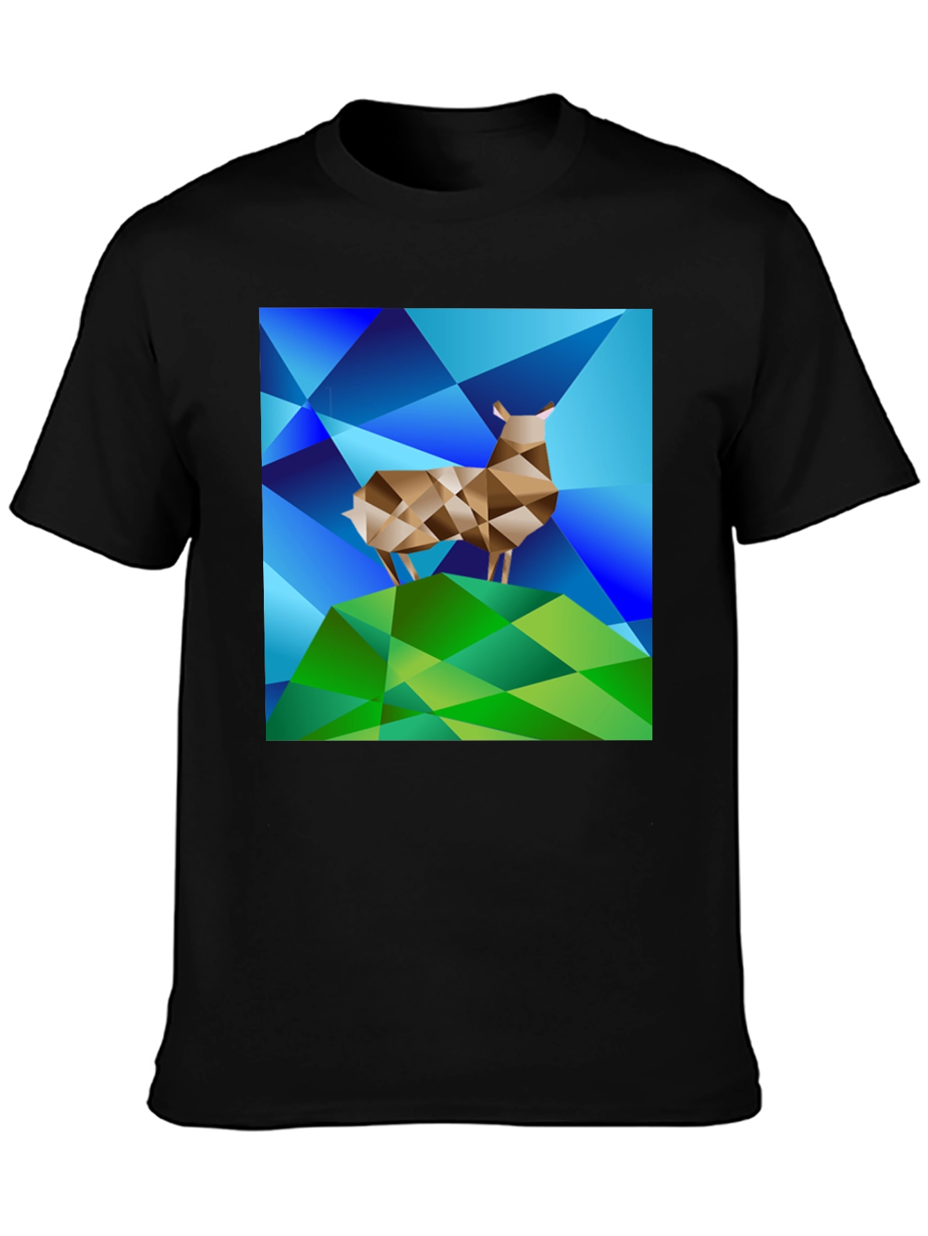 Geometric Deer Graphic Tee - Modern Art Design