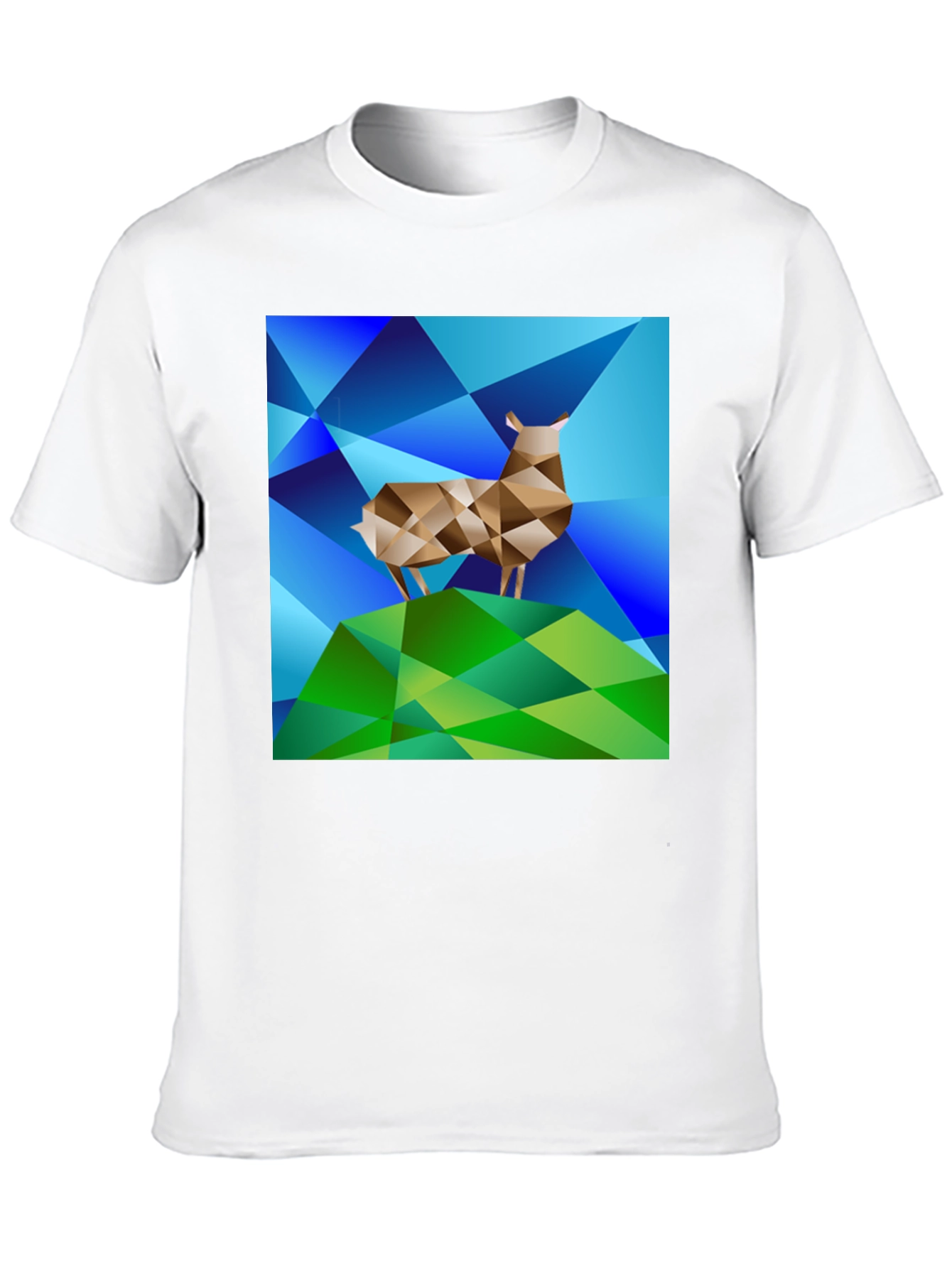 Geometric Deer Graphic Tee - Modern Art Design