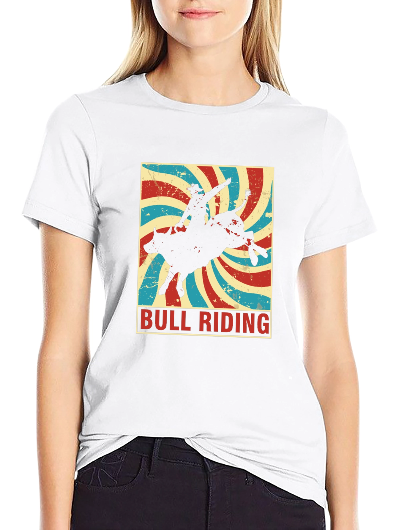 Bull Riding Retro T-Shirt - Cowboy Rodeo Tee