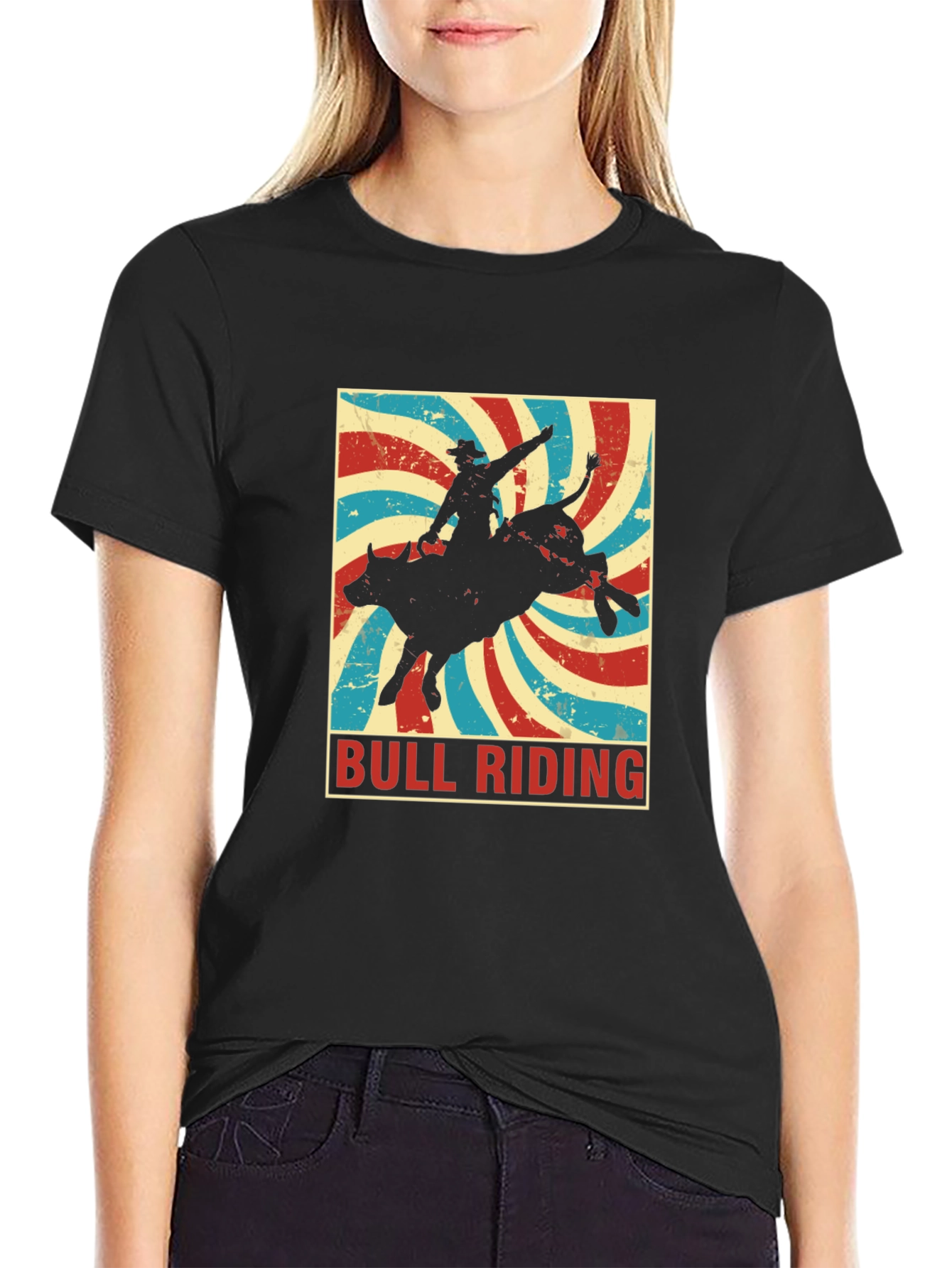 Bull Riding Retro T-Shirt - Cowboy Rodeo Tee