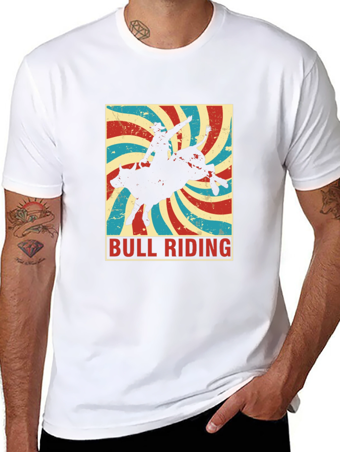 Bull Riding Retro T-Shirt - Cowboy Rodeo Tee