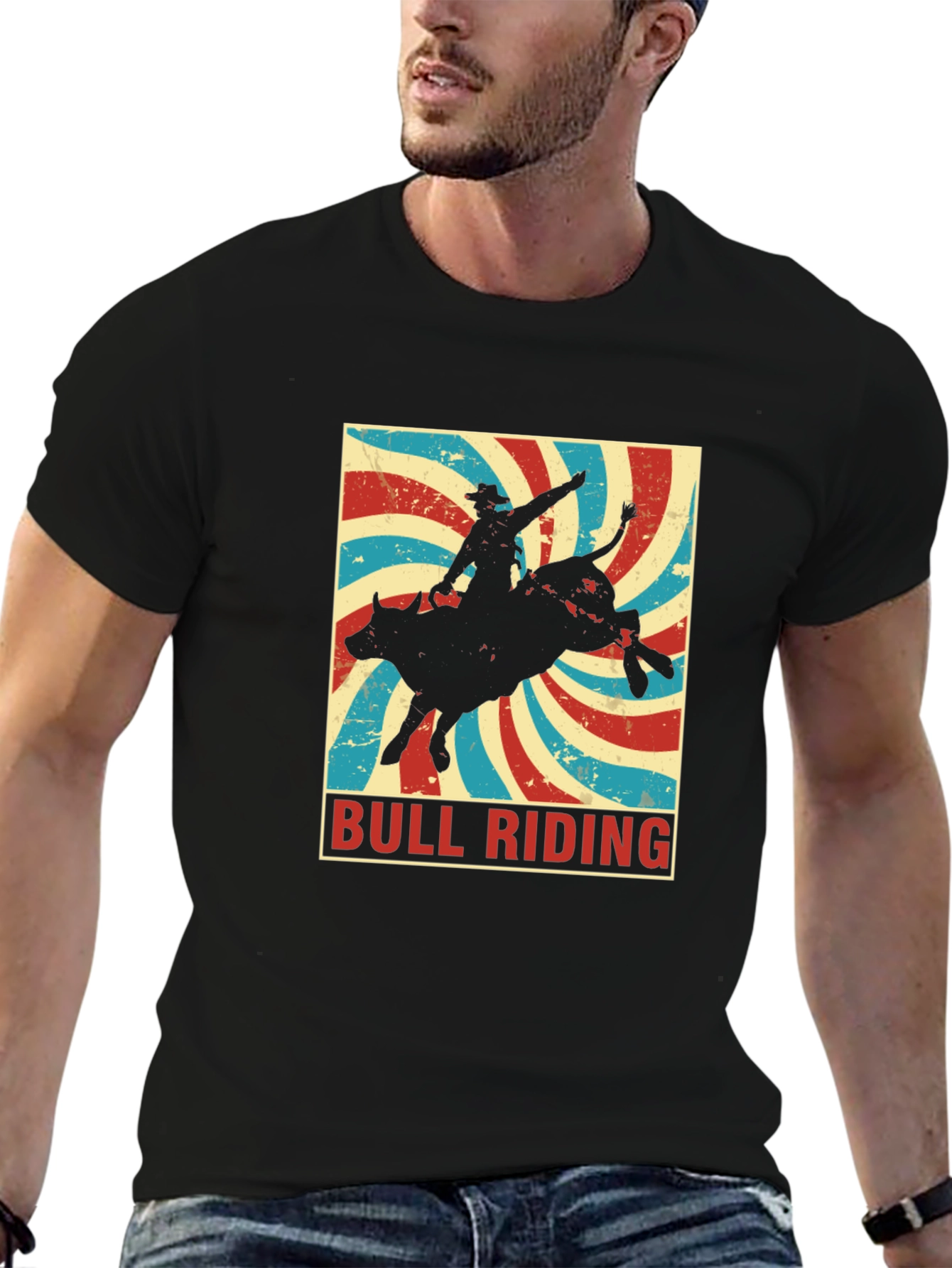 Bull Riding Retro T-Shirt - Cowboy Rodeo Tee