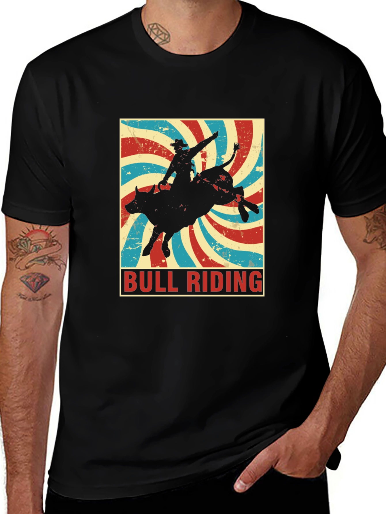 Bull Riding Retro T-Shirt - Cowboy Rodeo Tee