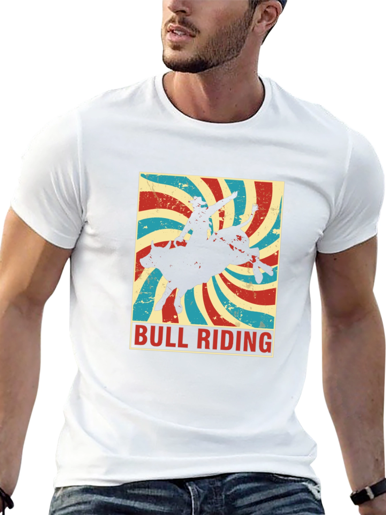 Bull Riding Retro T-Shirt - Cowboy Rodeo Tee