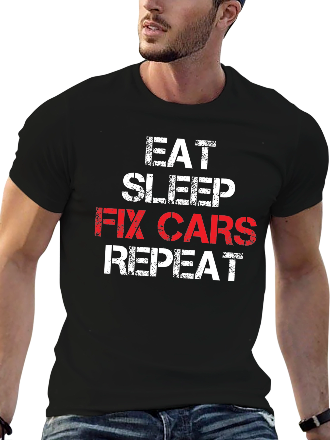 Eat Sleep Fix Cars Repeat T-Shirt - Mechanic Gift