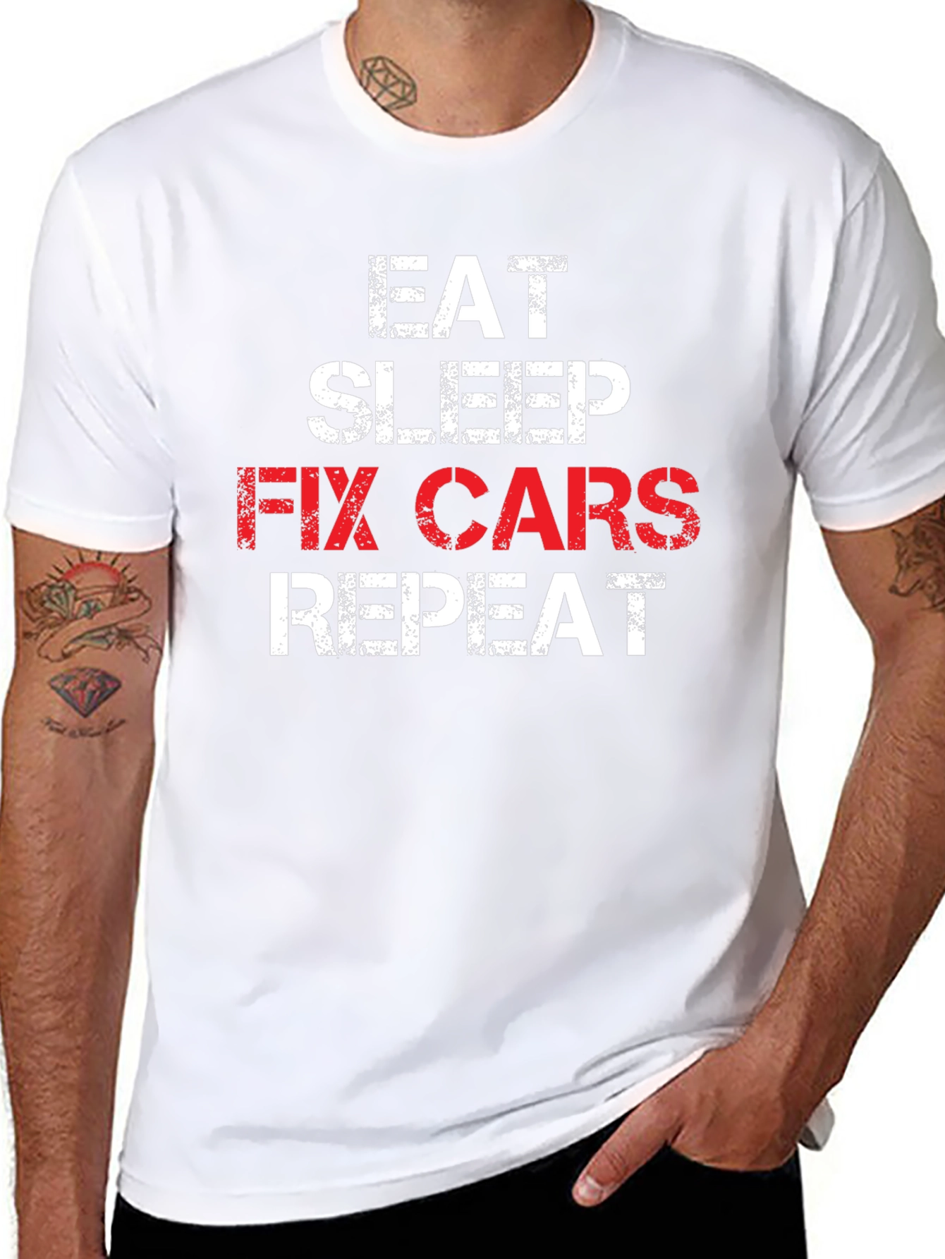Eat Sleep Fix Cars Repeat T-Shirt - Mechanic Gift