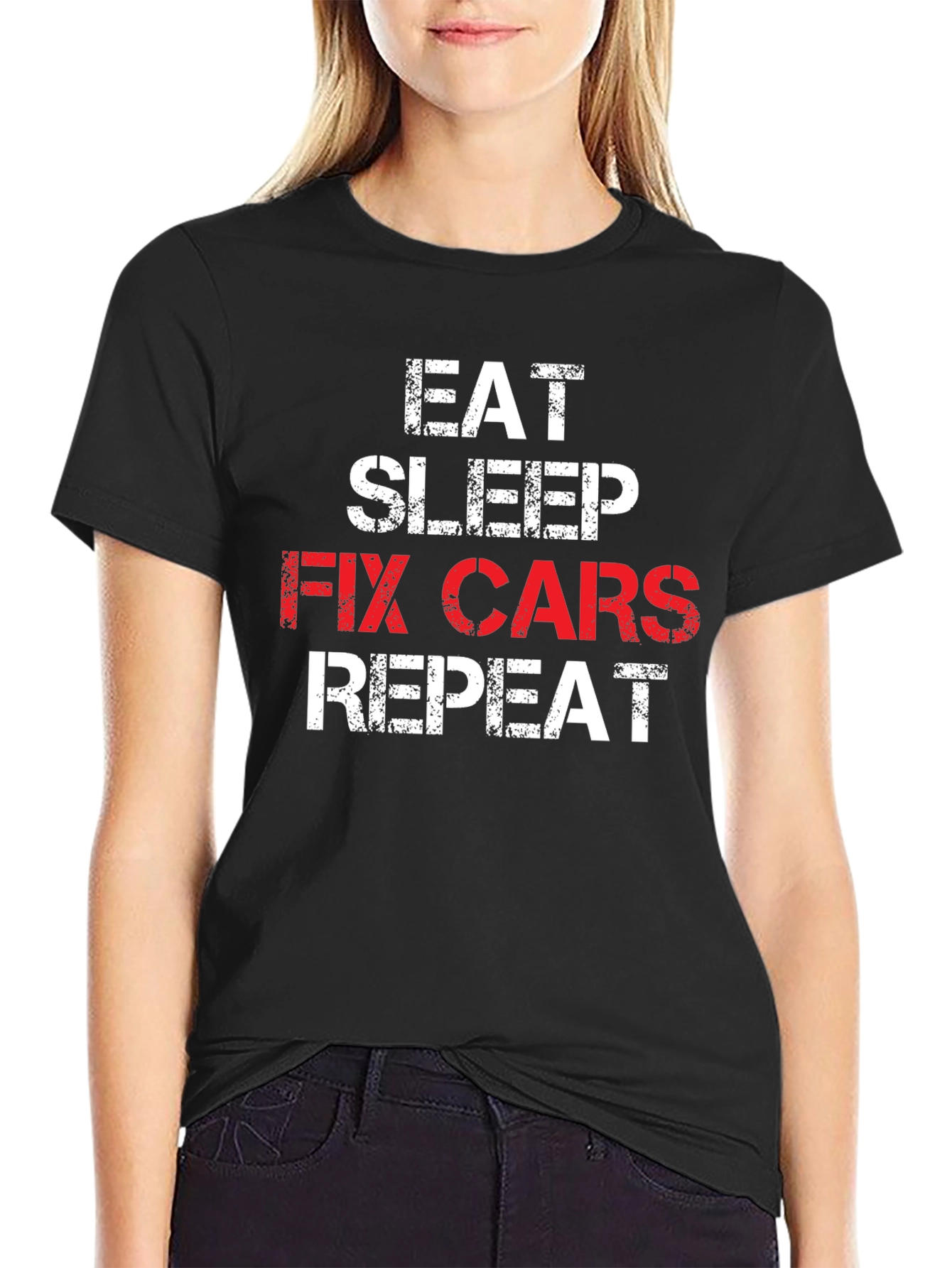 Eat Sleep Fix Cars Repeat T-Shirt - Mechanic Gift
