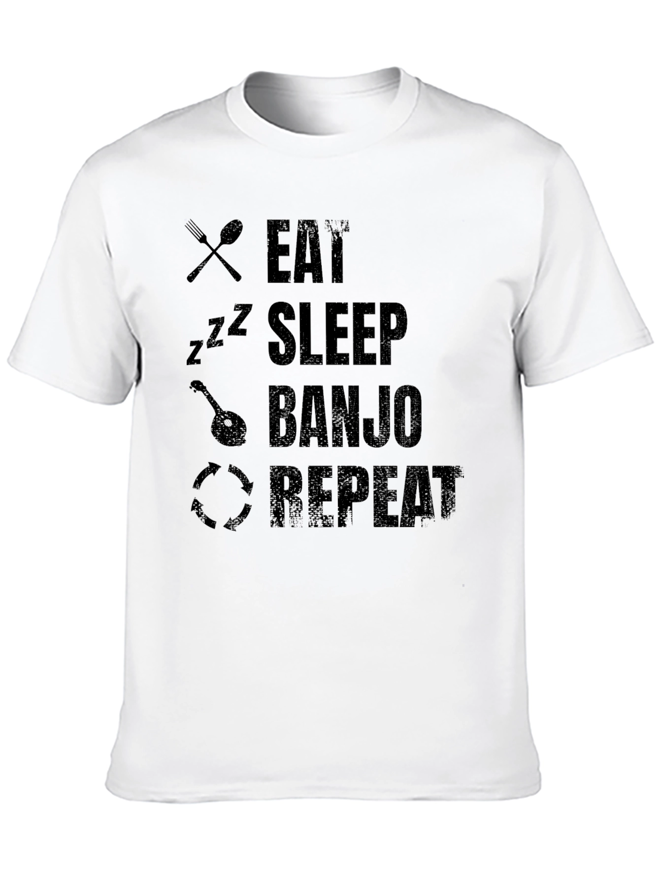 Eat Sleep Banjo Repeat Black Graphic T-Shirt